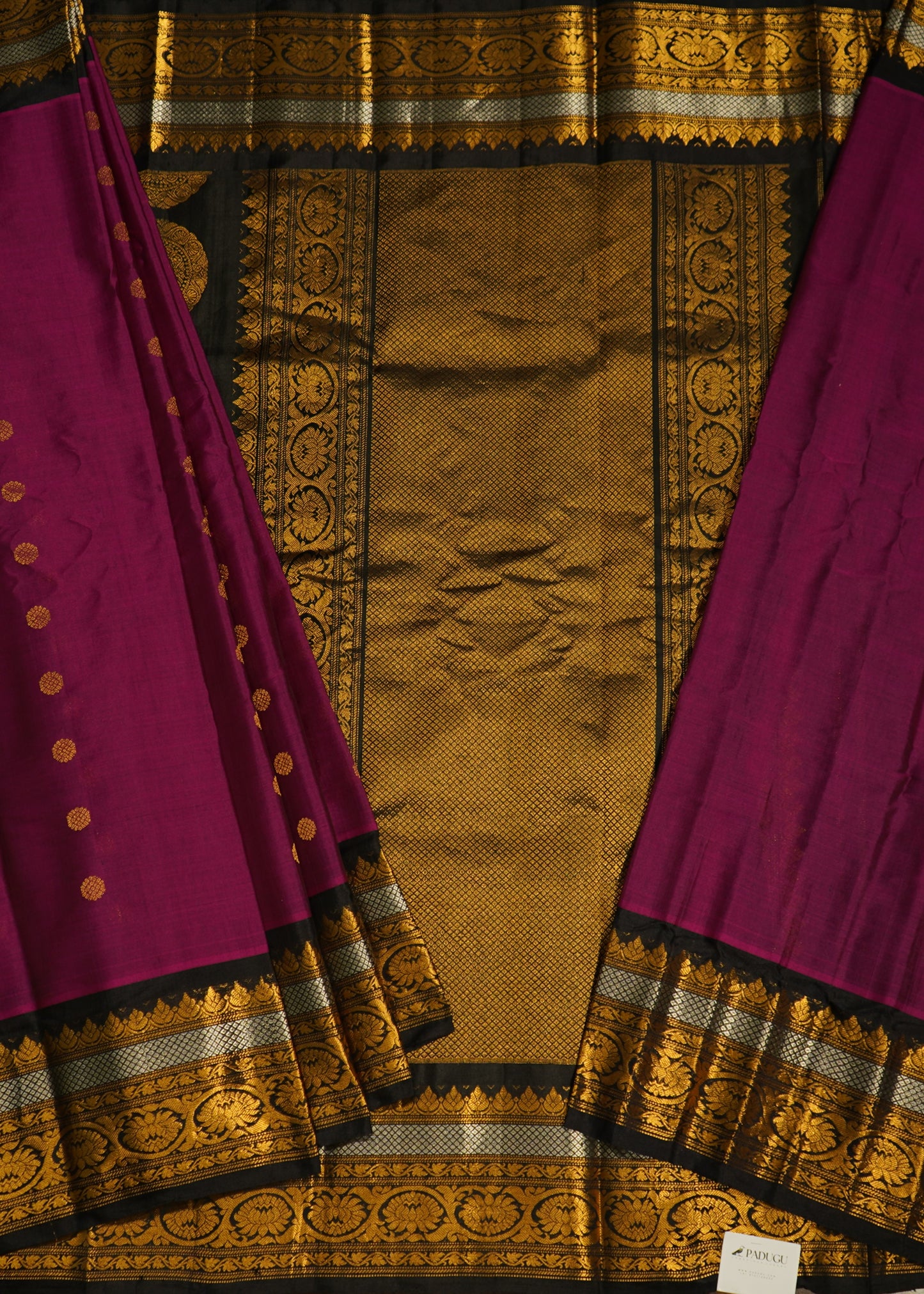 Dark Violet Gadwal Zari Buti Pure Silk Handloom Saree