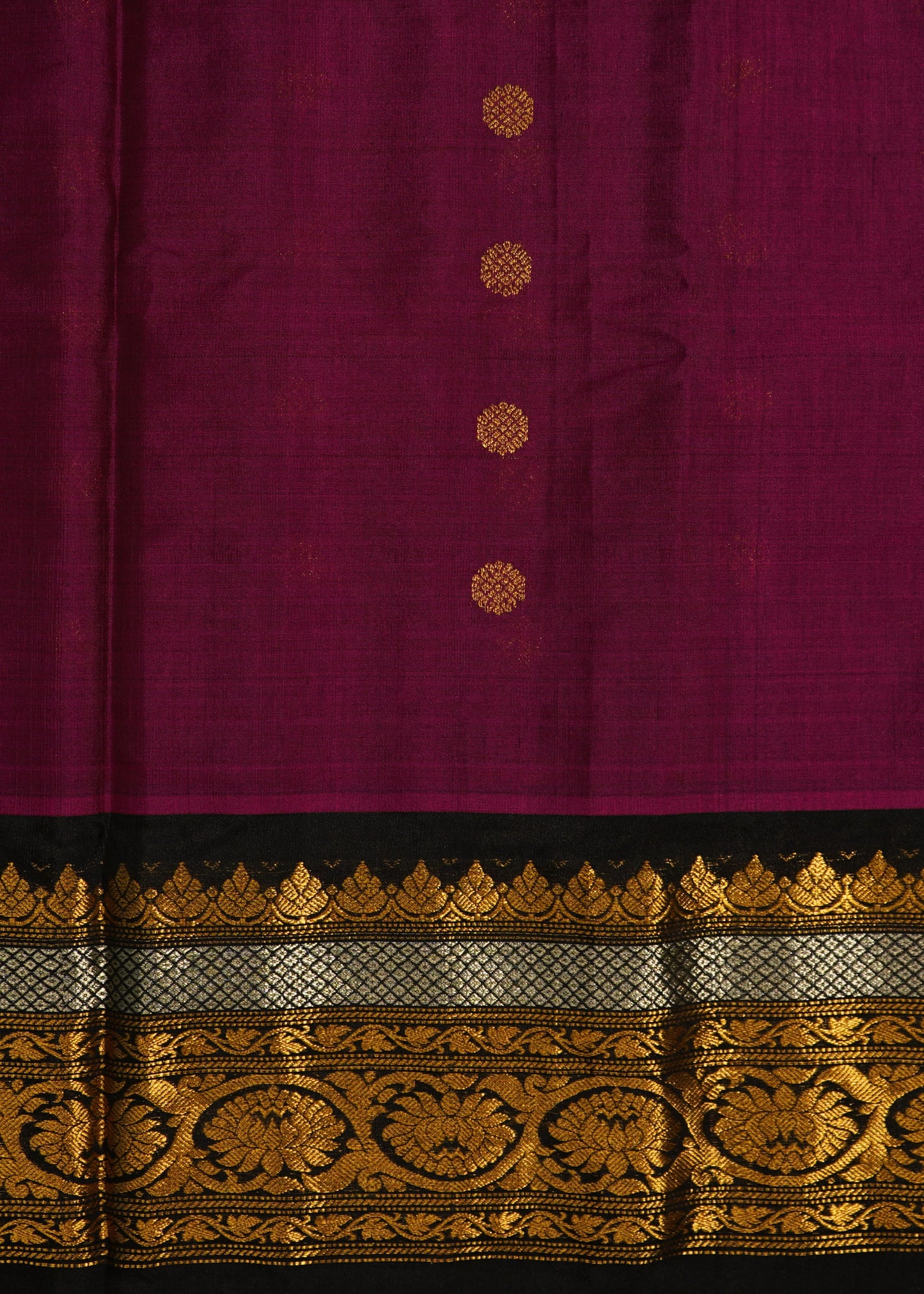 Dark Violet Gadwal Zari Buti Pure Silk Handloom Saree