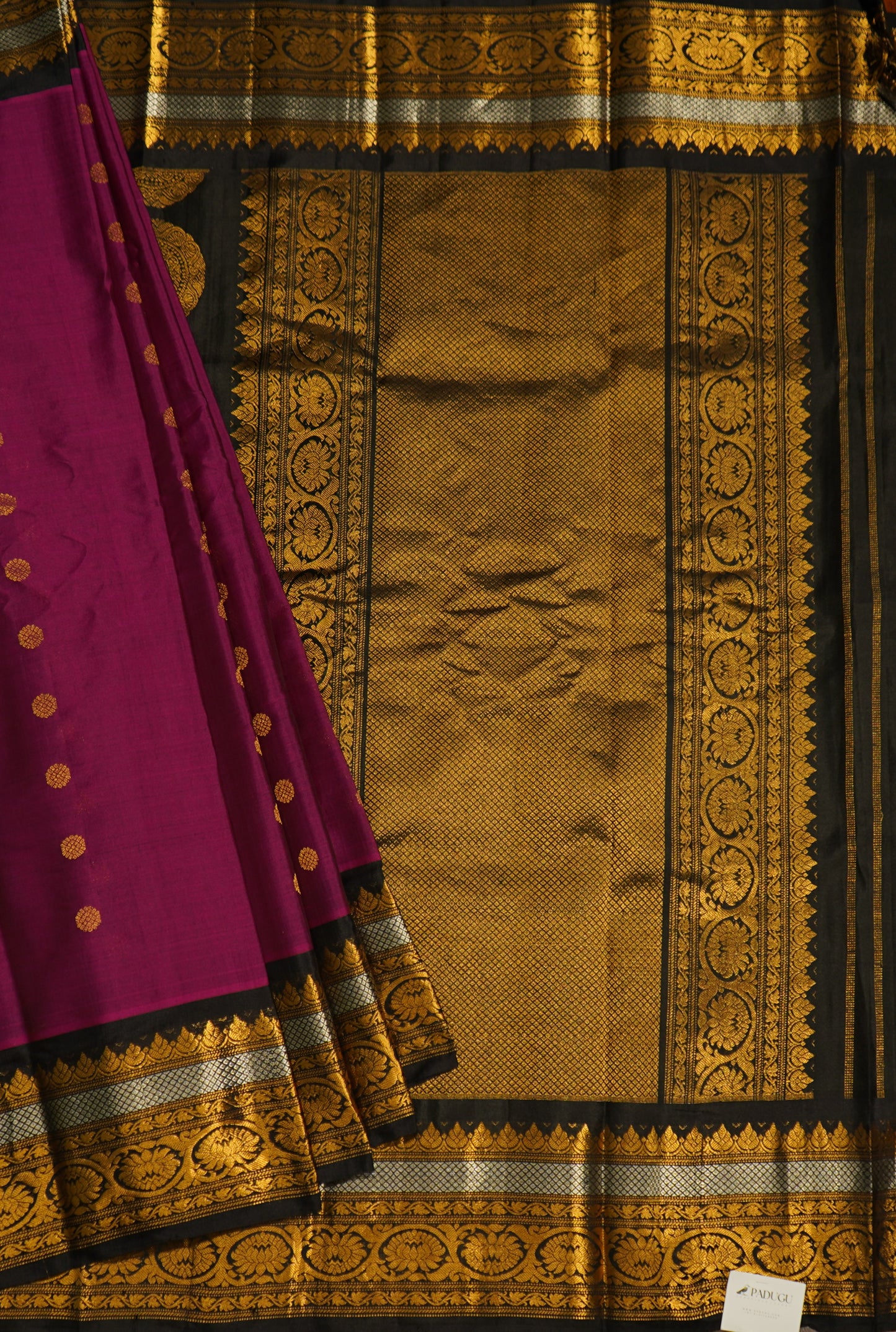 Dark Violet Gadwal Zari Buti Pure Silk Handloom Saree