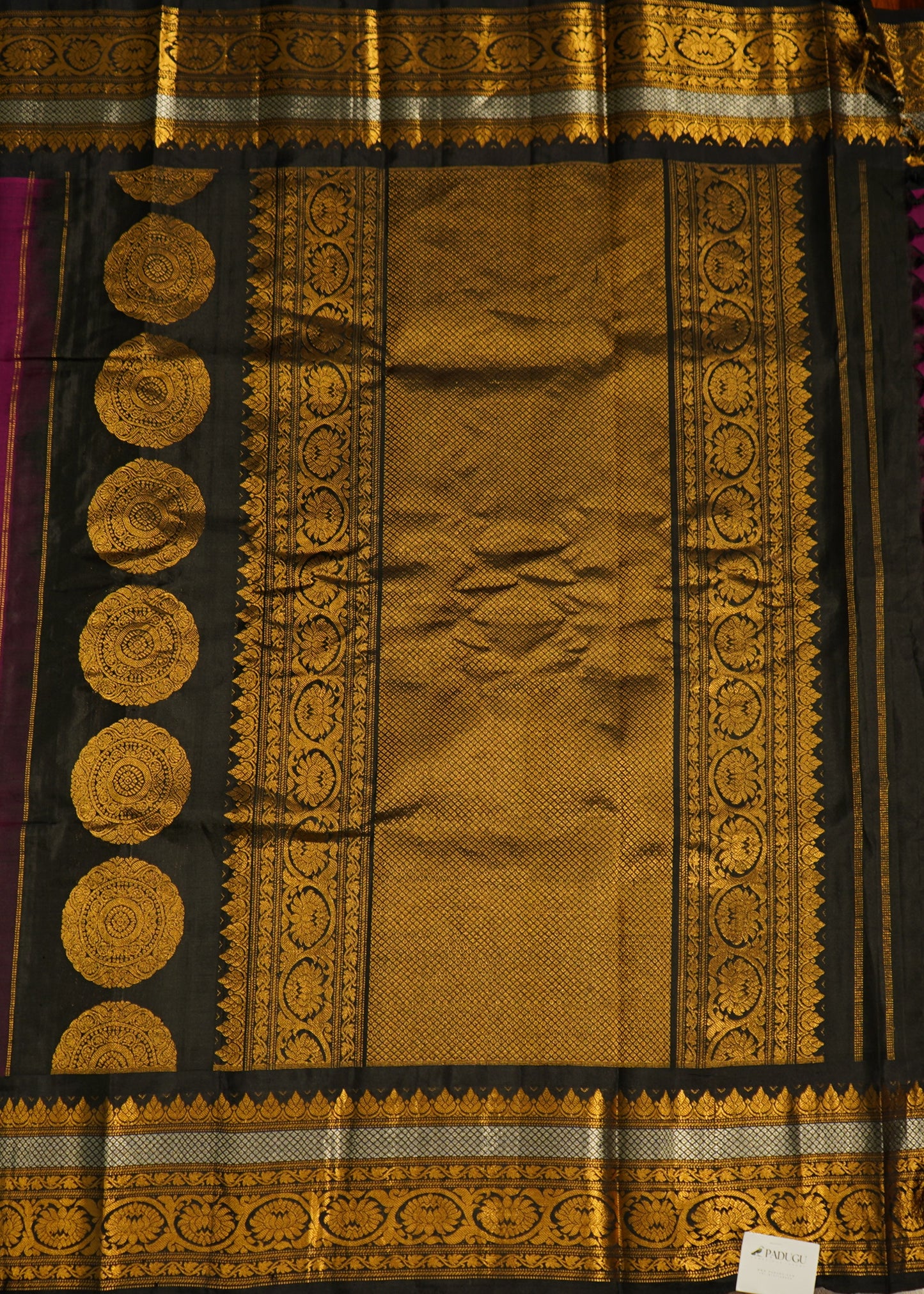 Dark Violet Gadwal Zari Buti Pure Silk Handloom Saree