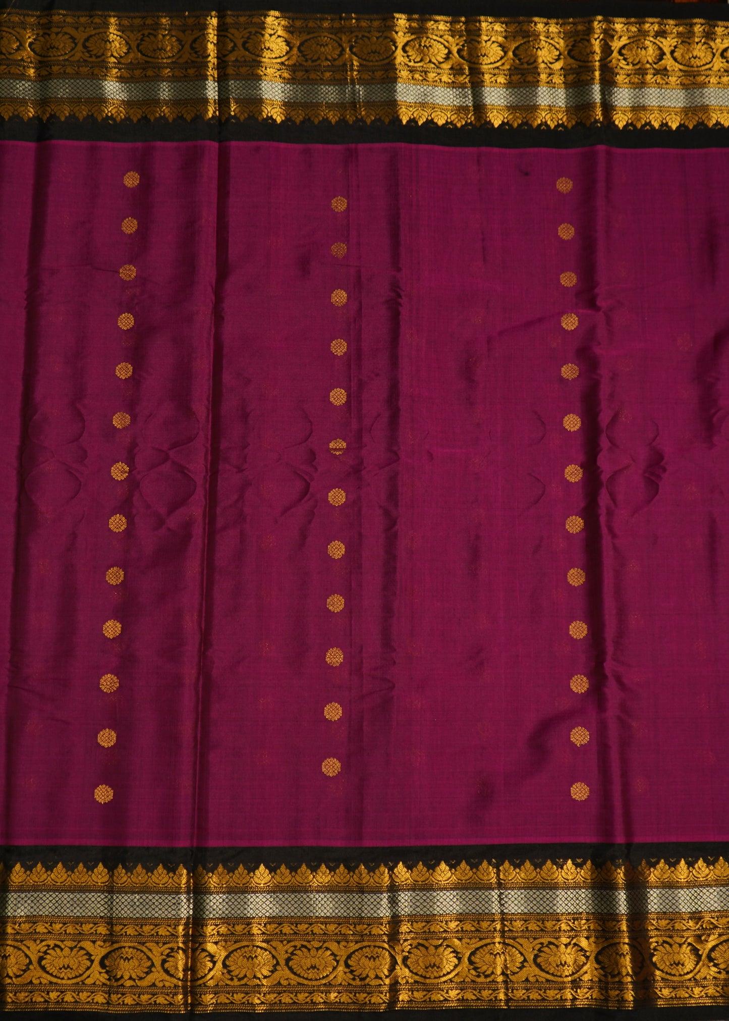 Dark Violet Gadwal Zari Buti Pure Silk Handloom Saree