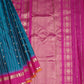 Rama Blue Gadwal Silver  Buti  Pure Silk Handloom Saree