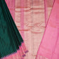 Peacock Green Gadwal Plain Pure Silk Handloom Saree