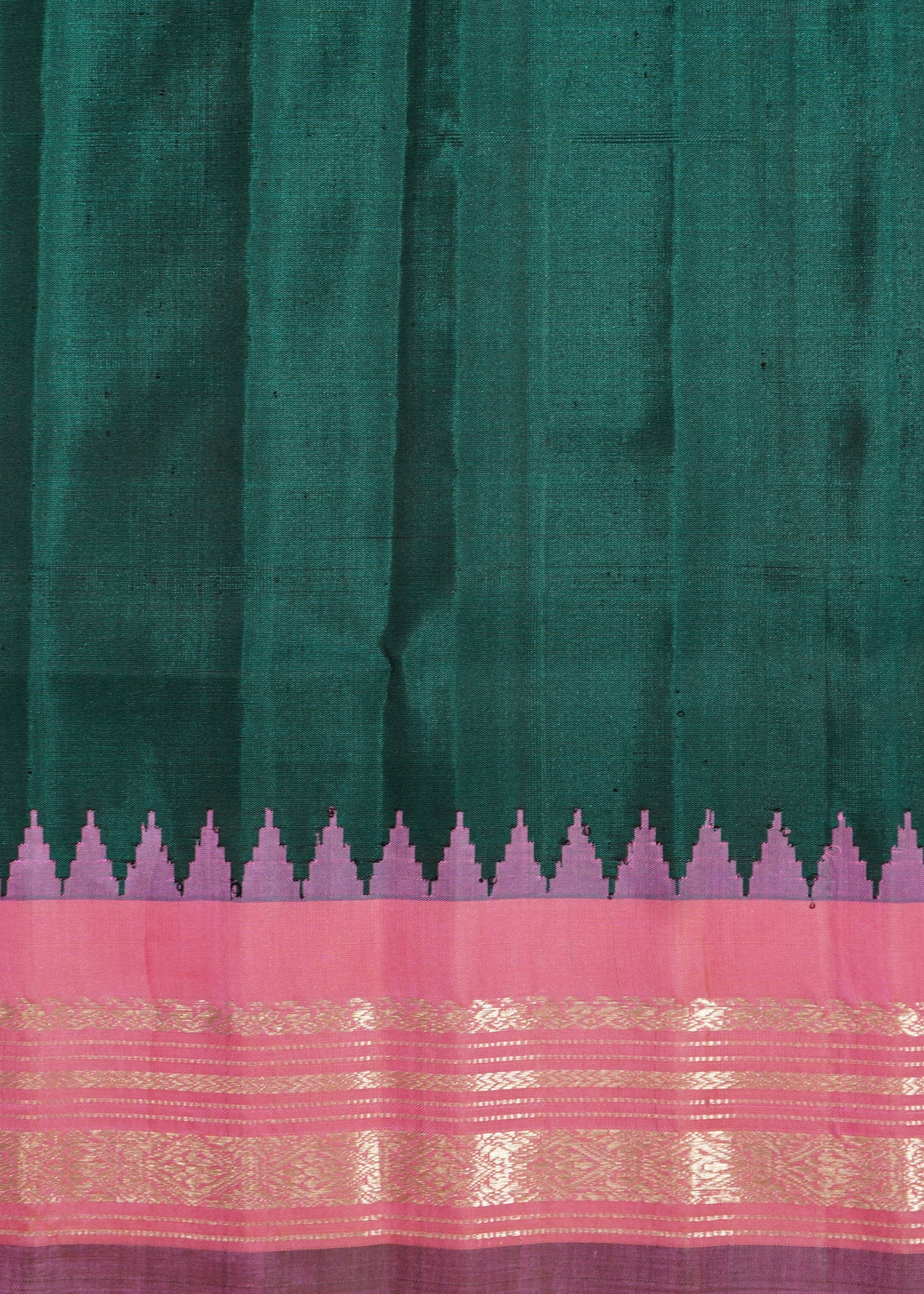 Peacock Green Gadwal Plain Pure Silk Handloom Saree