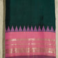 Peacock Green Gadwal Plain Pure Silk Handloom Saree