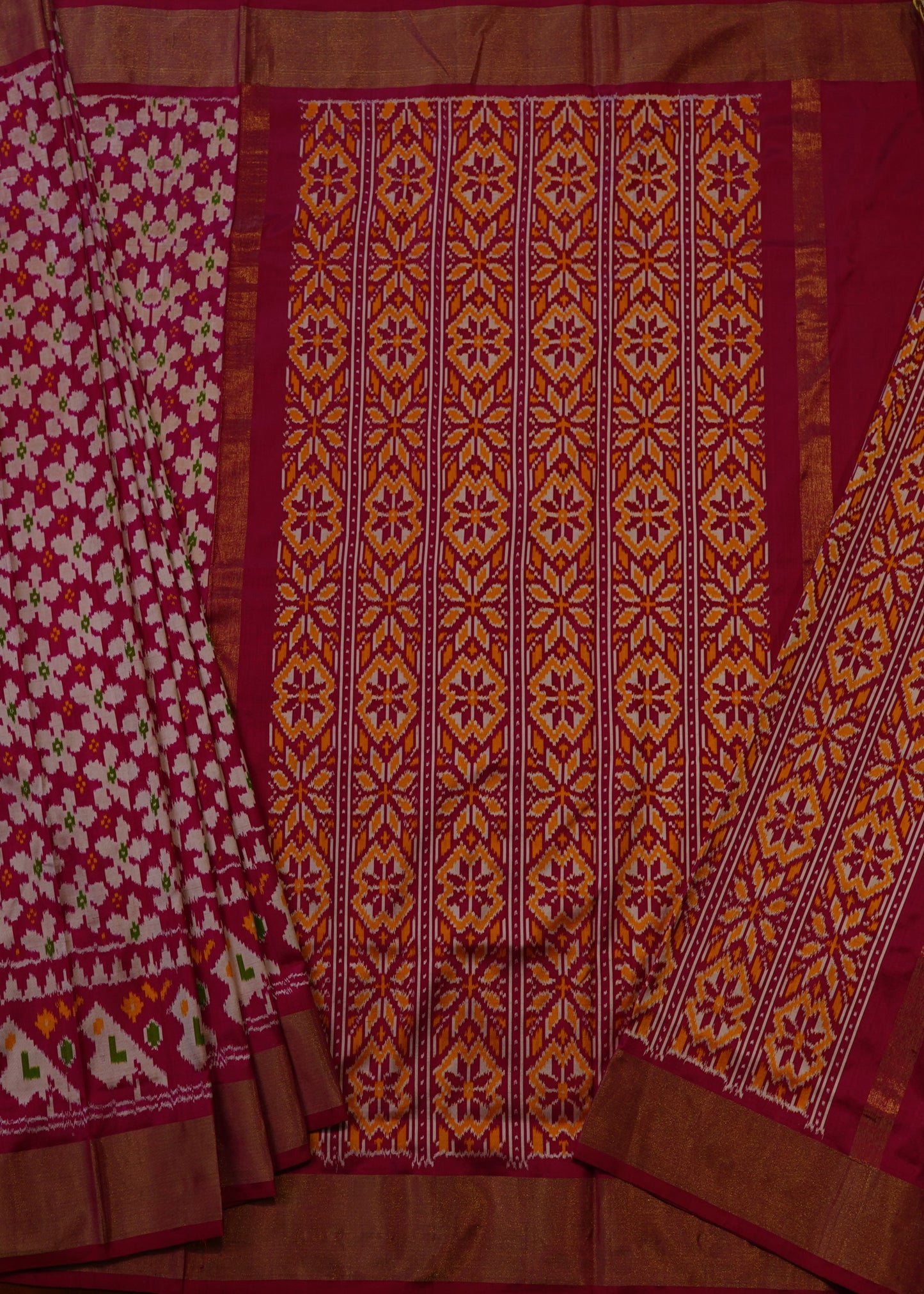 Pink Pochampally Ikkat All Over Pure Silk Handloom Saree