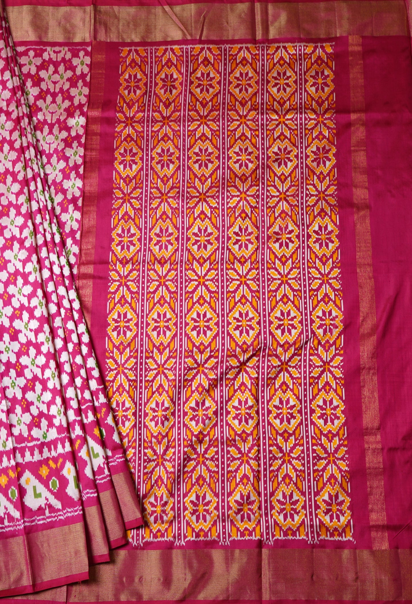 Pink Pochampally Ikkat All Over Pure Silk Handloom Saree