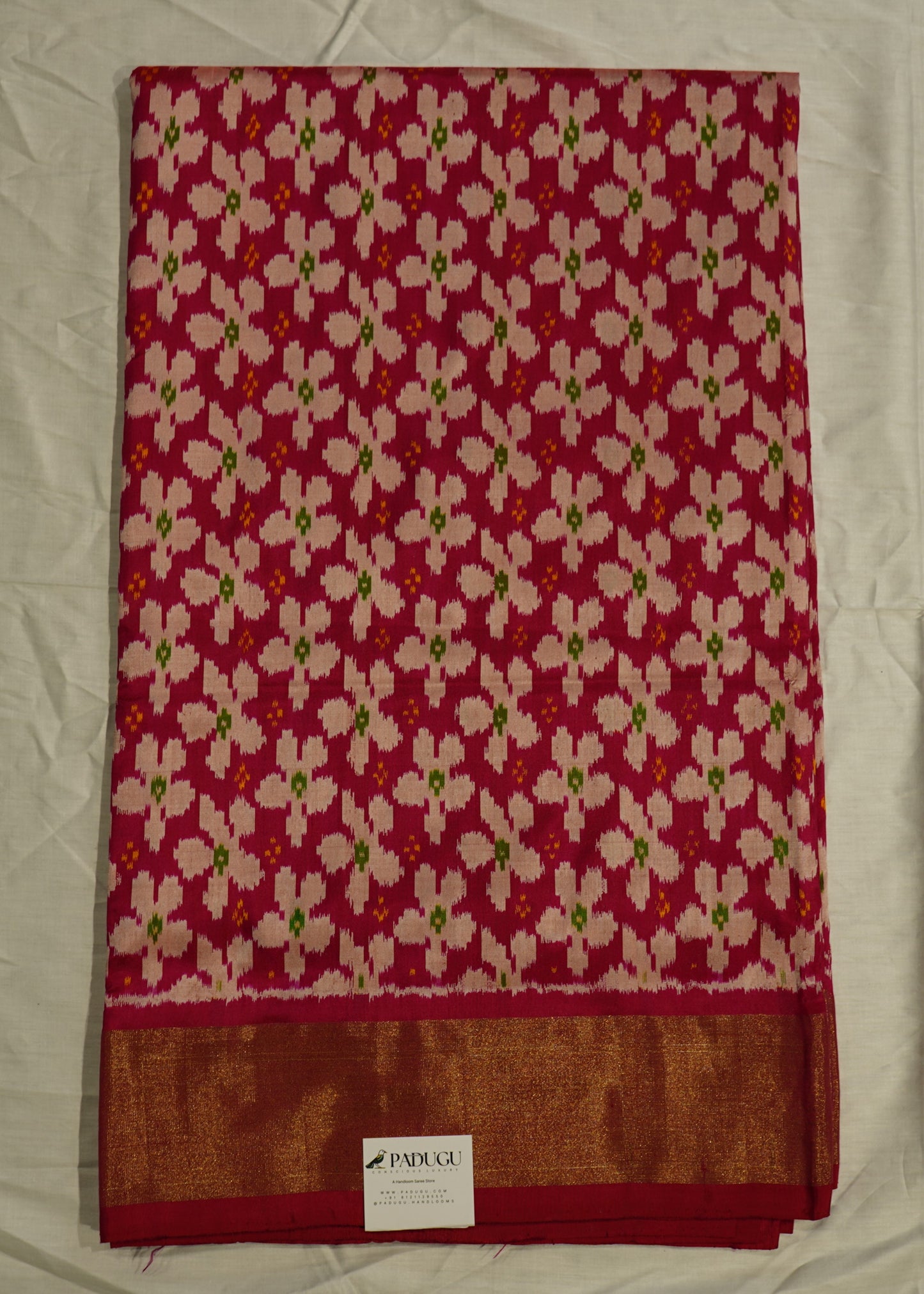 Pink Pochampally Ikkat All Over Pure Silk Handloom Saree