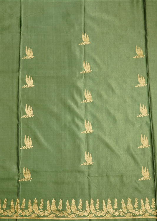 Jade Banaras Mushroom Silk Pure Handloom Saree