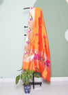 Orange Paithani Flower Design Pure Silk Handloom Dupatta