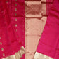 Dark Pink Chanderi Zari buti  Pure Silk Handloom Saree