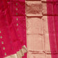 Dark Pink Chanderi Zari buti  Pure Silk Handloom Saree