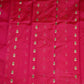 Dark Pink Chanderi Zari buti  Pure Silk Handloom Saree