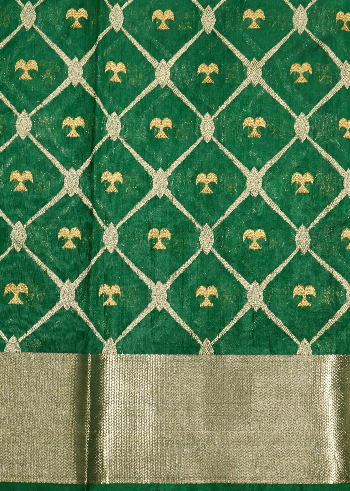 Green Chanderi All Over Zari Siver Zari Border Pure Silk Handloom Saree