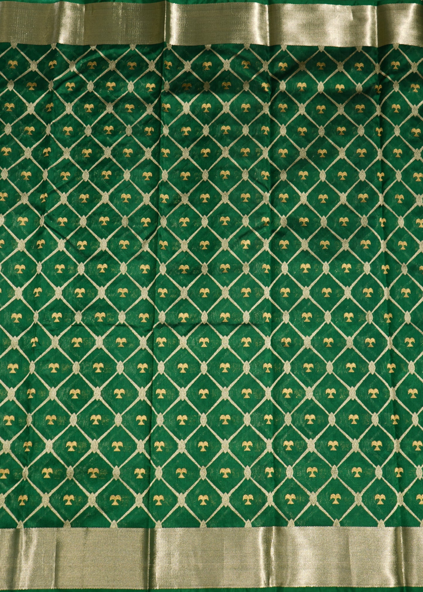 Green Chanderi All Over Zari Siver Zari Border Pure Silk Handloom Saree