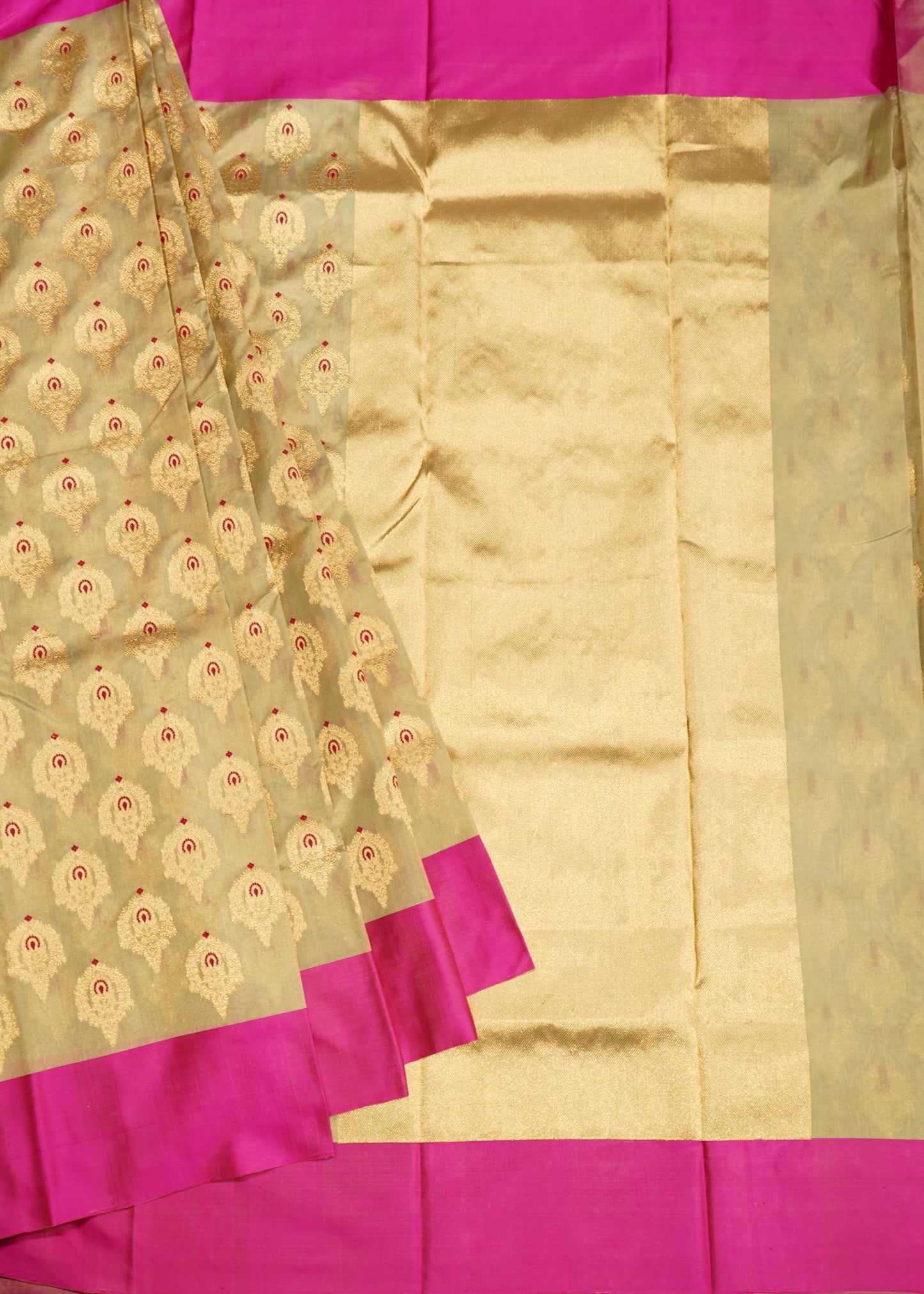 Light Gray Chanderi All Over Zari buti Organza Pure Silk Handloom Saree