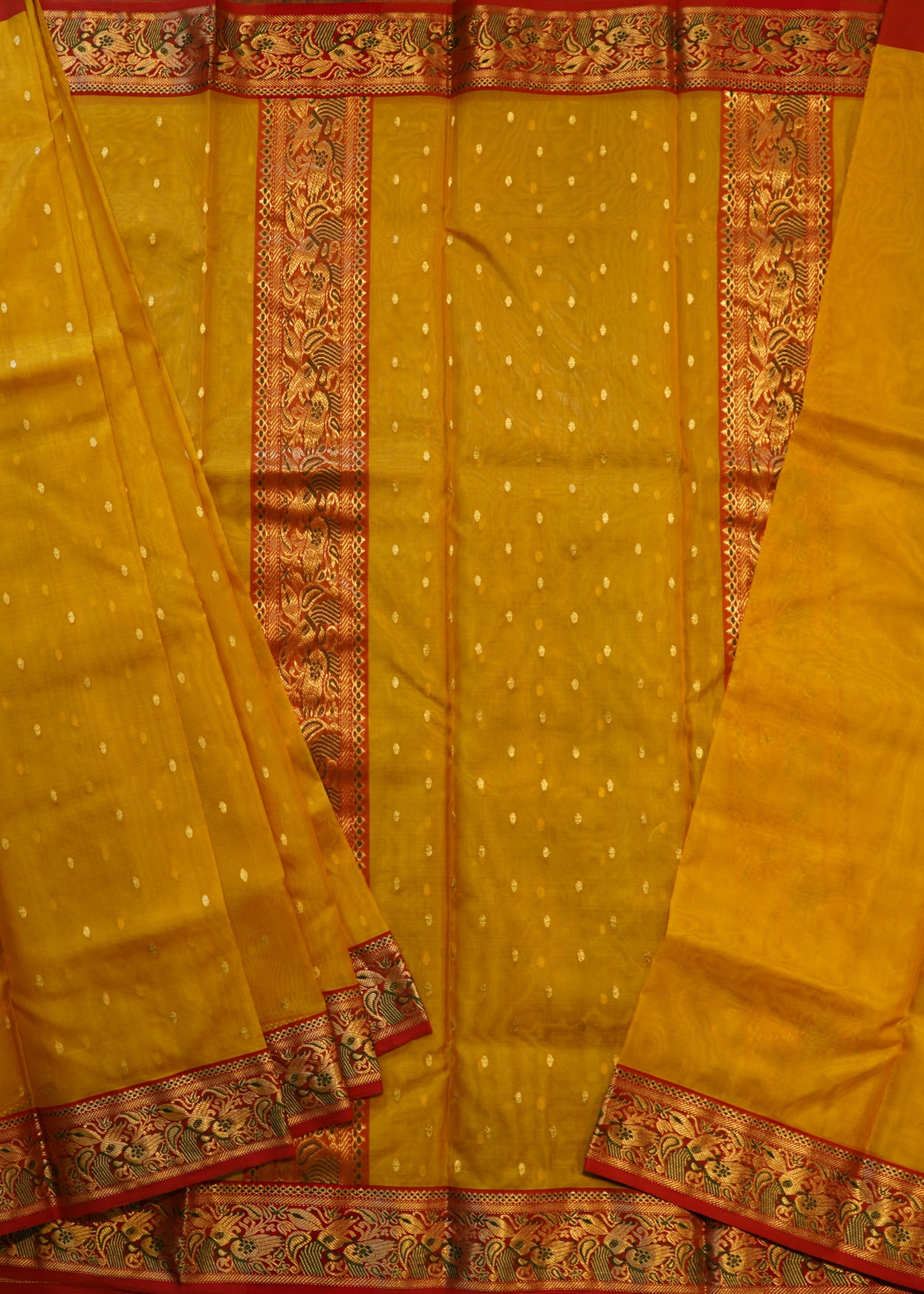 Gold Yellow Chanderi Organza Pure Silk Handloom Saree