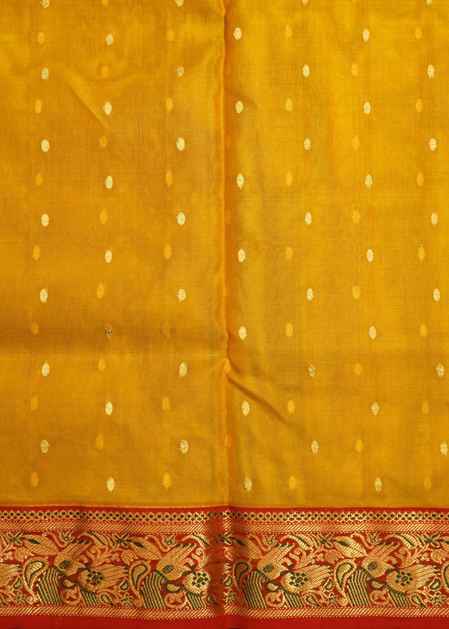 Gold Yellow Chanderi Organza Pure Silk Handloom Saree