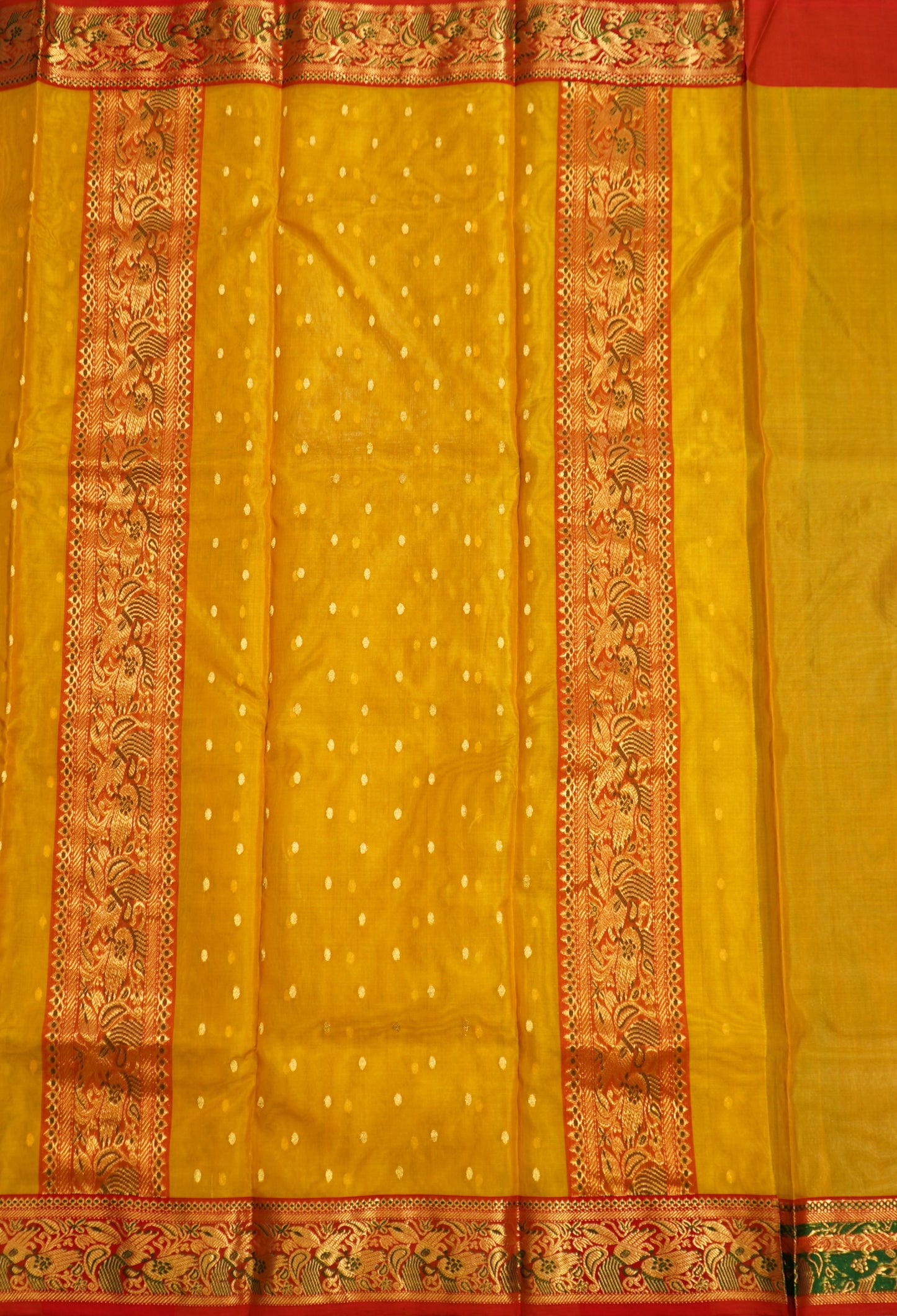 Gold Yellow Chanderi Organza Pure Silk Handloom Saree