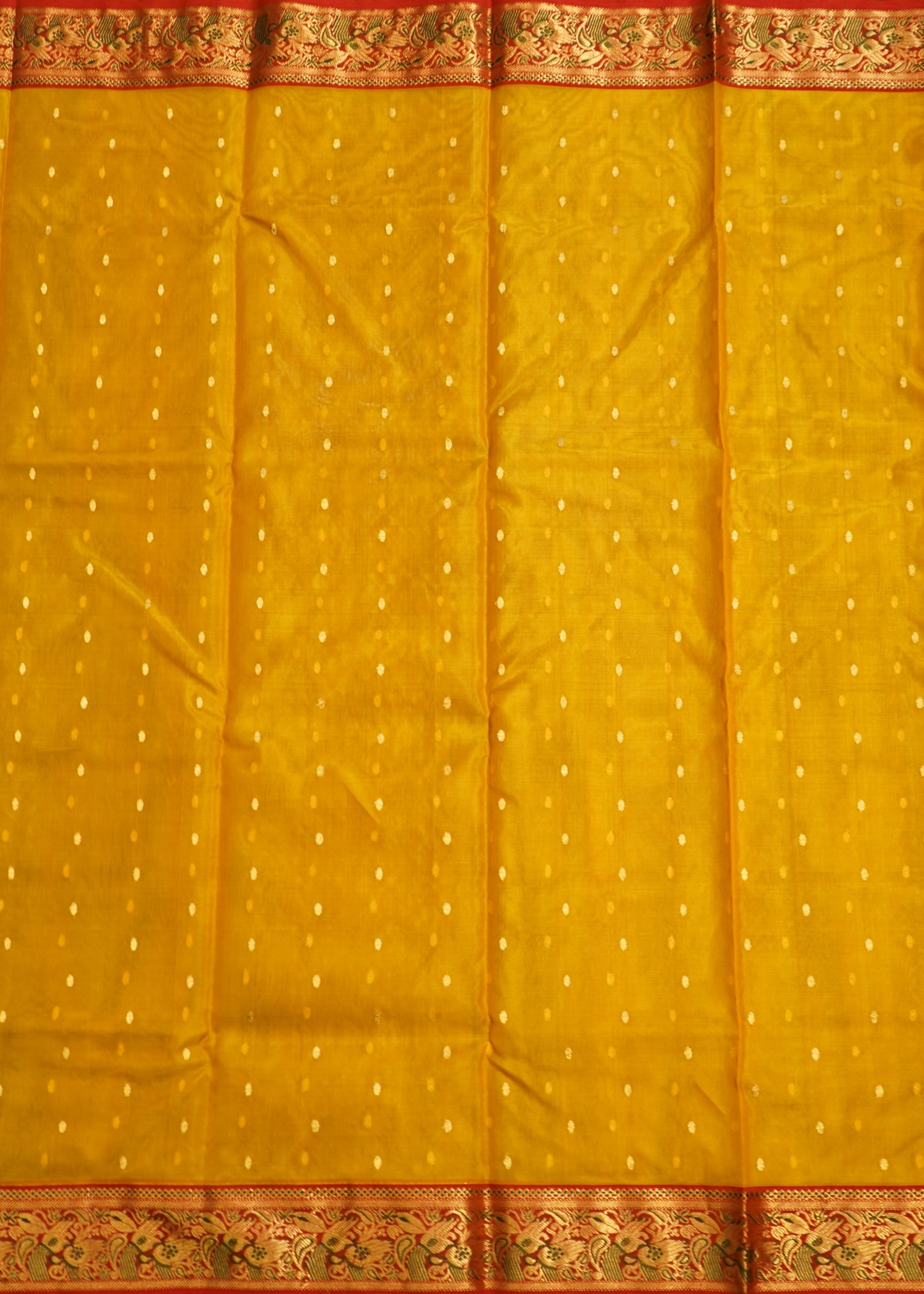 Gold Yellow Chanderi Organza Pure Silk Handloom Saree