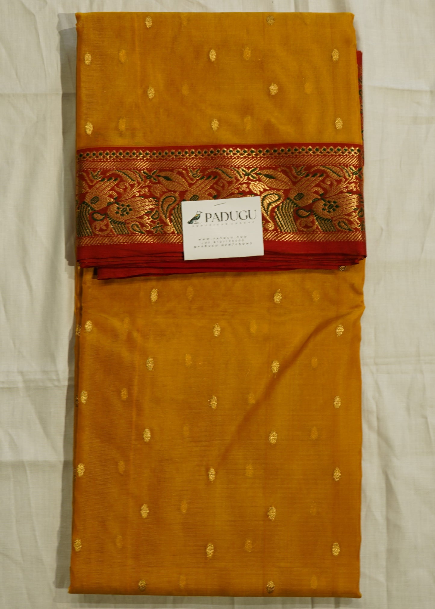 Gold Yellow Chanderi Organza Pure Silk Handloom Saree