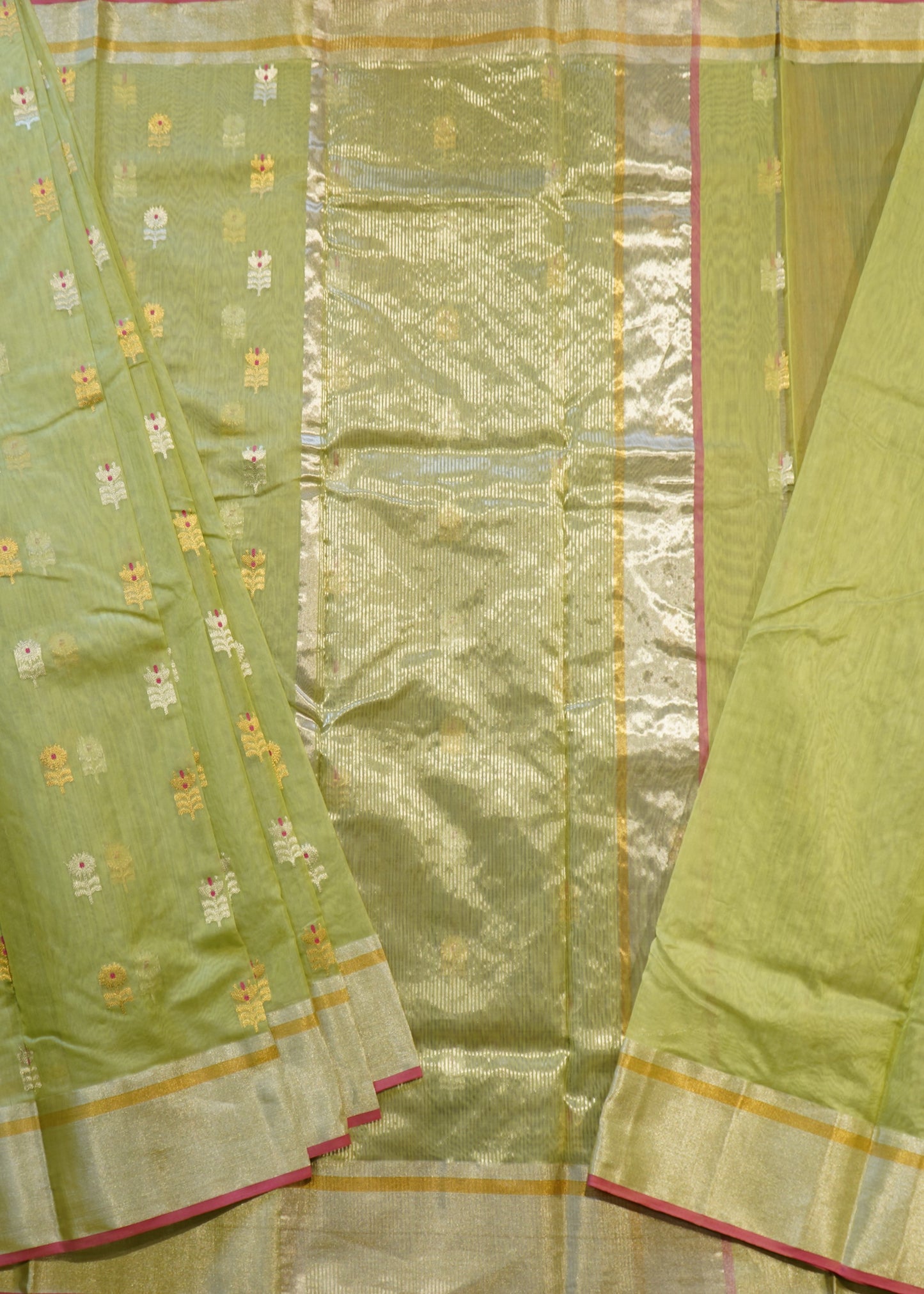 Green Chanderi Cotton Silk Pure Handloom Saree