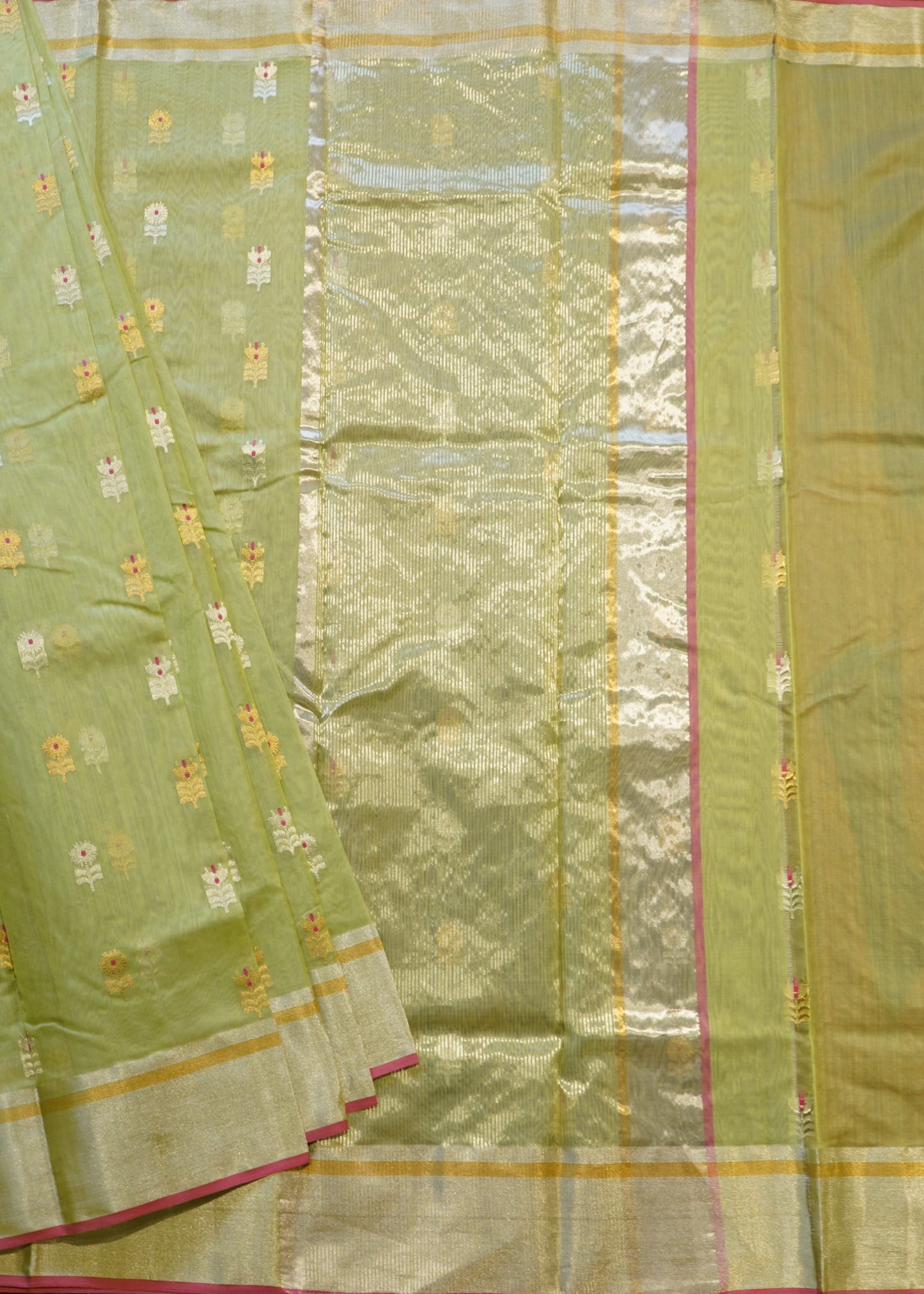 Green Chanderi Cotton Silk Pure Handloom Saree