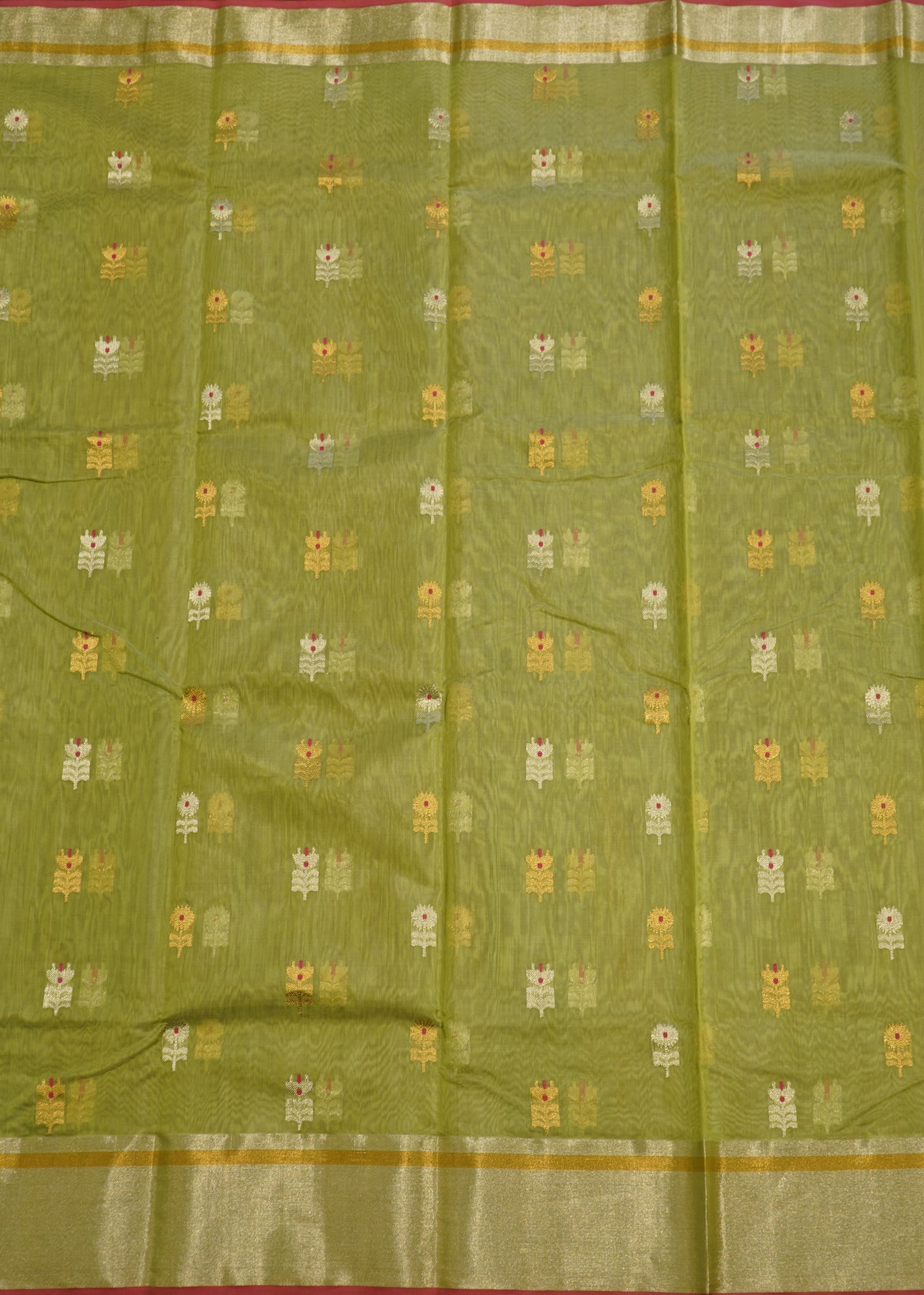 Green Chanderi Cotton Silk Pure Handloom Saree