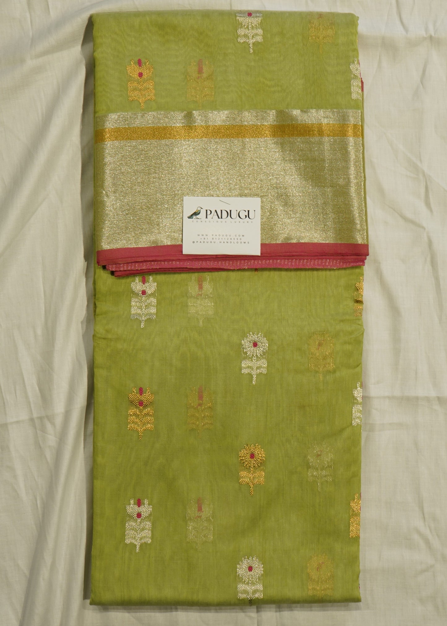 Green Chanderi Cotton Silk Pure Handloom Saree