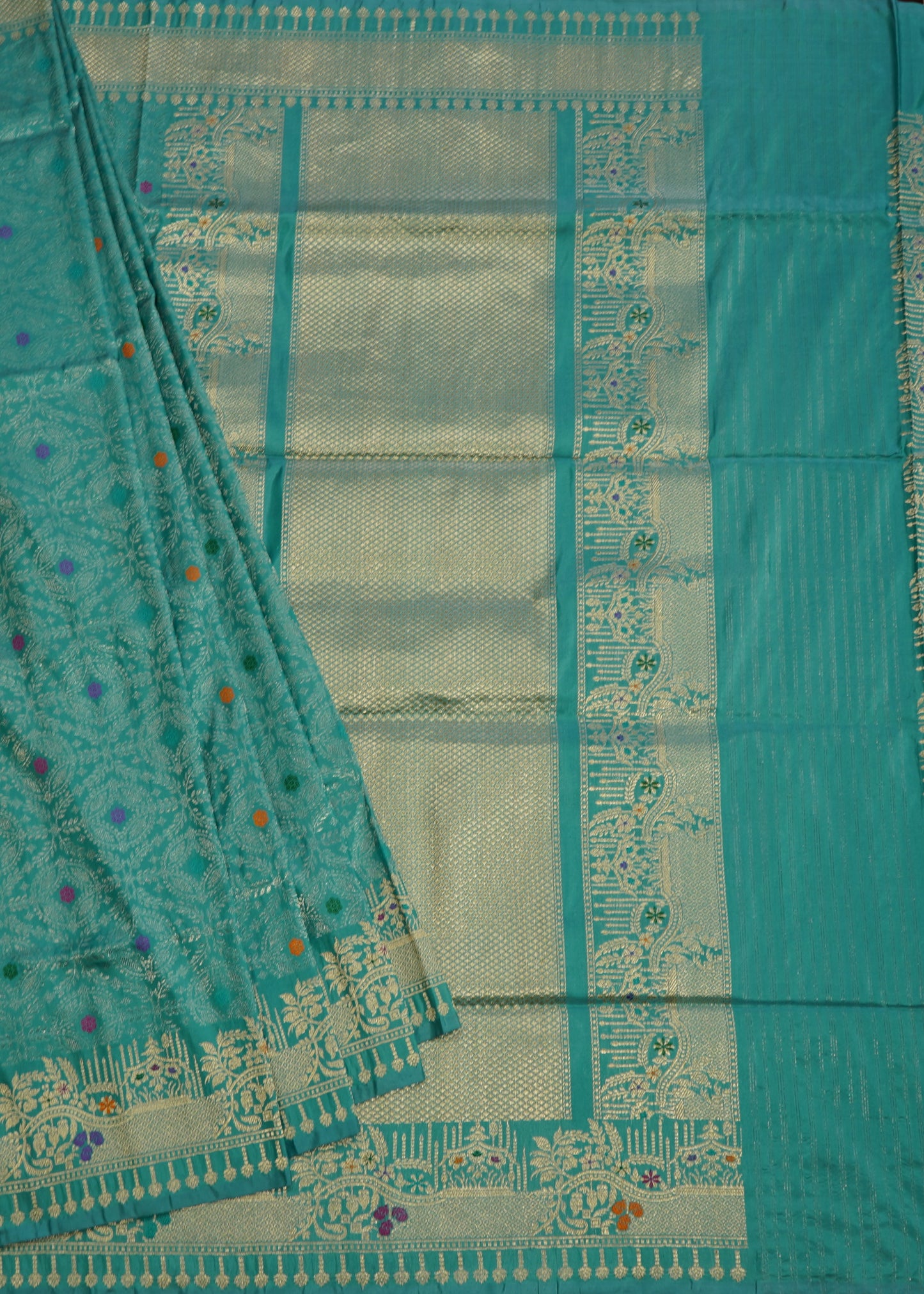 Sky Blue Banaras Katan Tanchio Pure Silk Handloom Saree