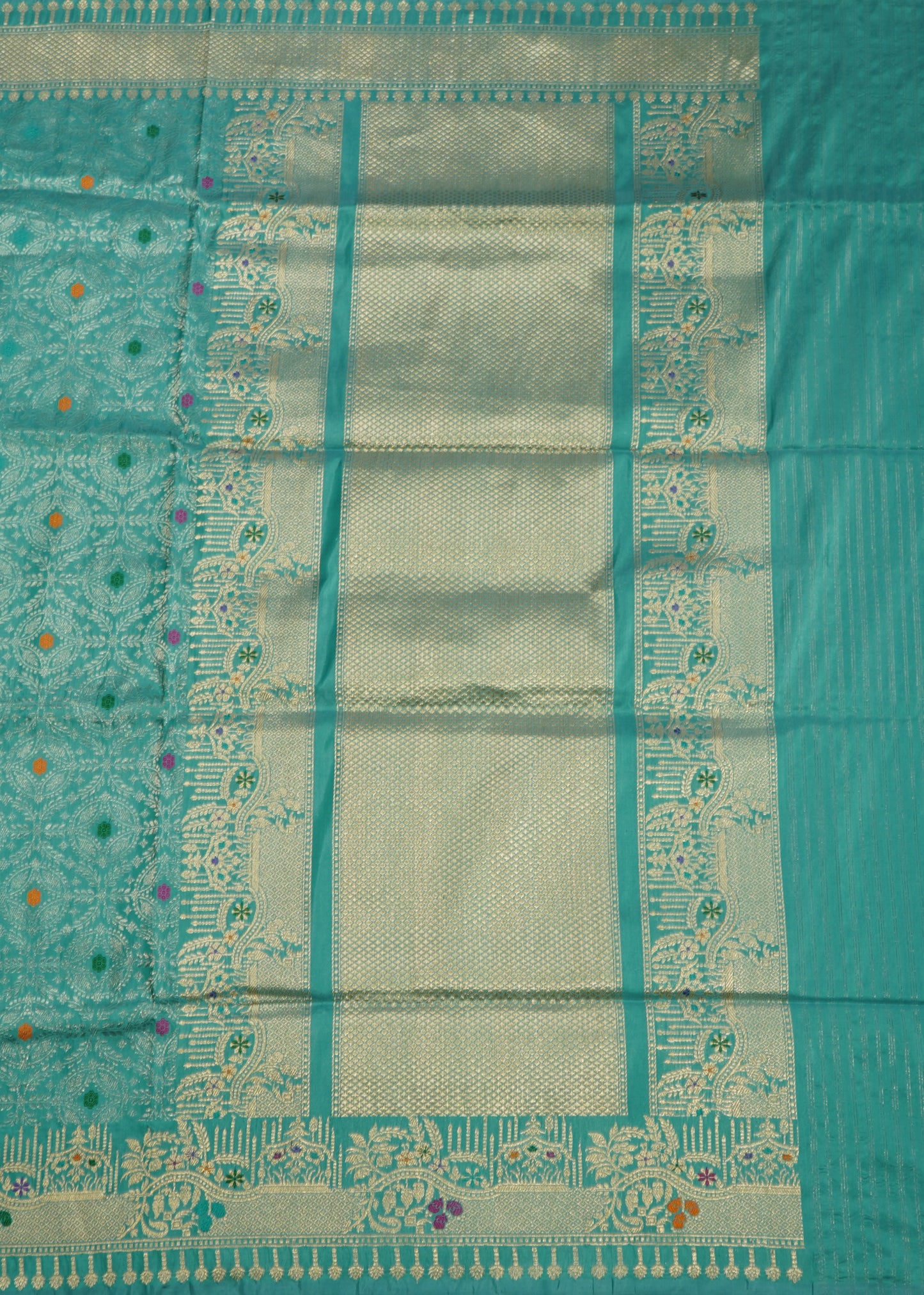 Sky Blue Banaras Katan Tanchio Pure Silk Handloom Saree