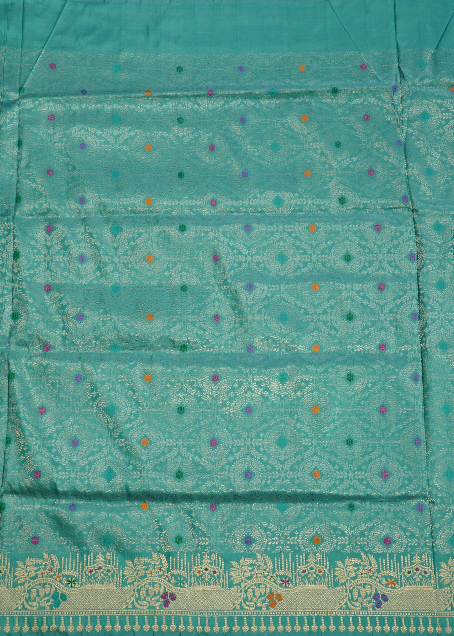 Sky Blue Banaras Katan Tanchio Pure Silk Handloom Saree