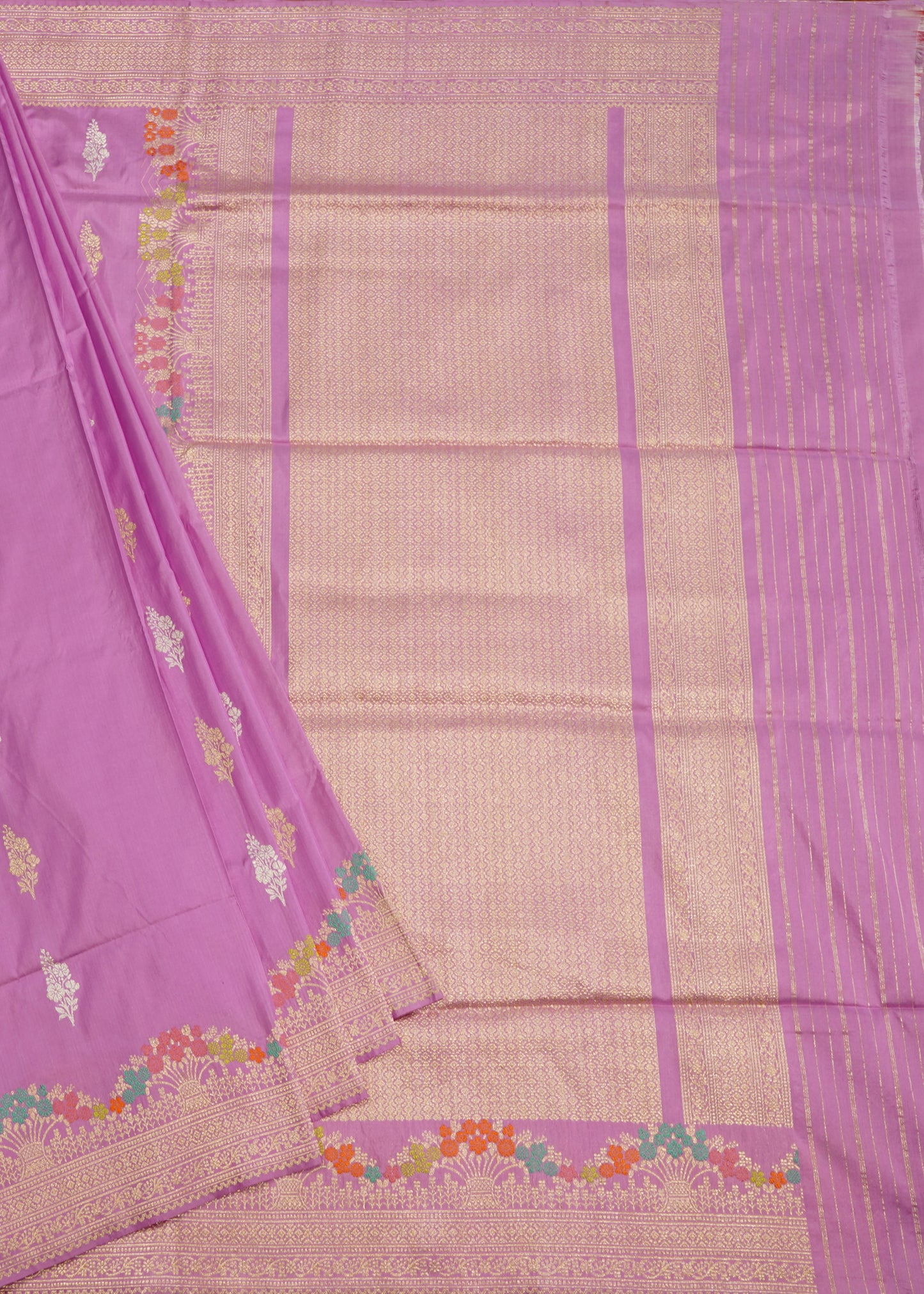 Lavender Banaras Katan all over Pure Silk Handloom Saree