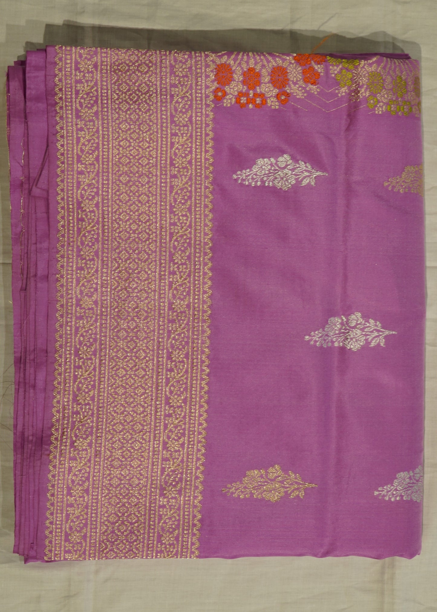 Lavender Banaras Katan all over Pure Silk Handloom Saree