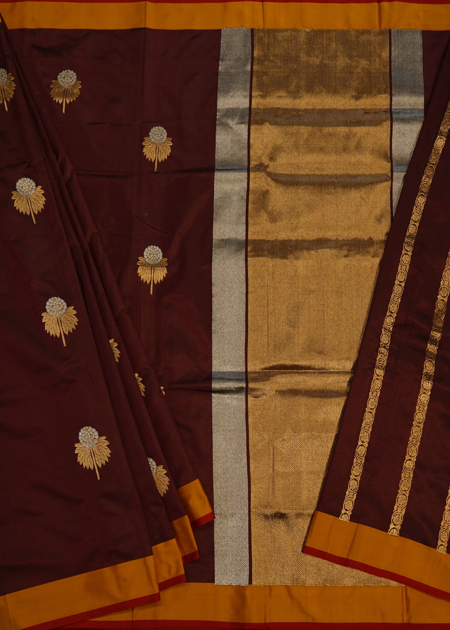 Maroon Banaras Raw Mango Katan Pure Silk Handloom Saree