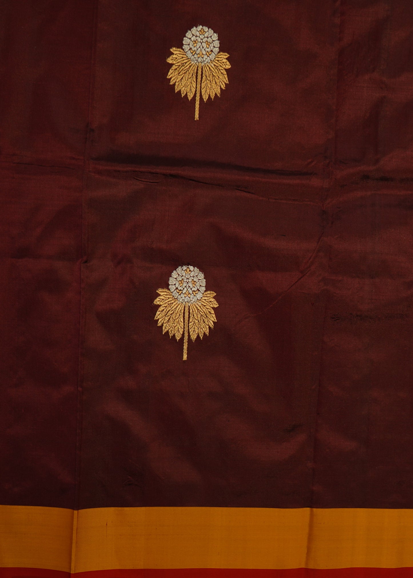 Maroon Banaras Raw Mango Katan Pure Silk Handloom Saree