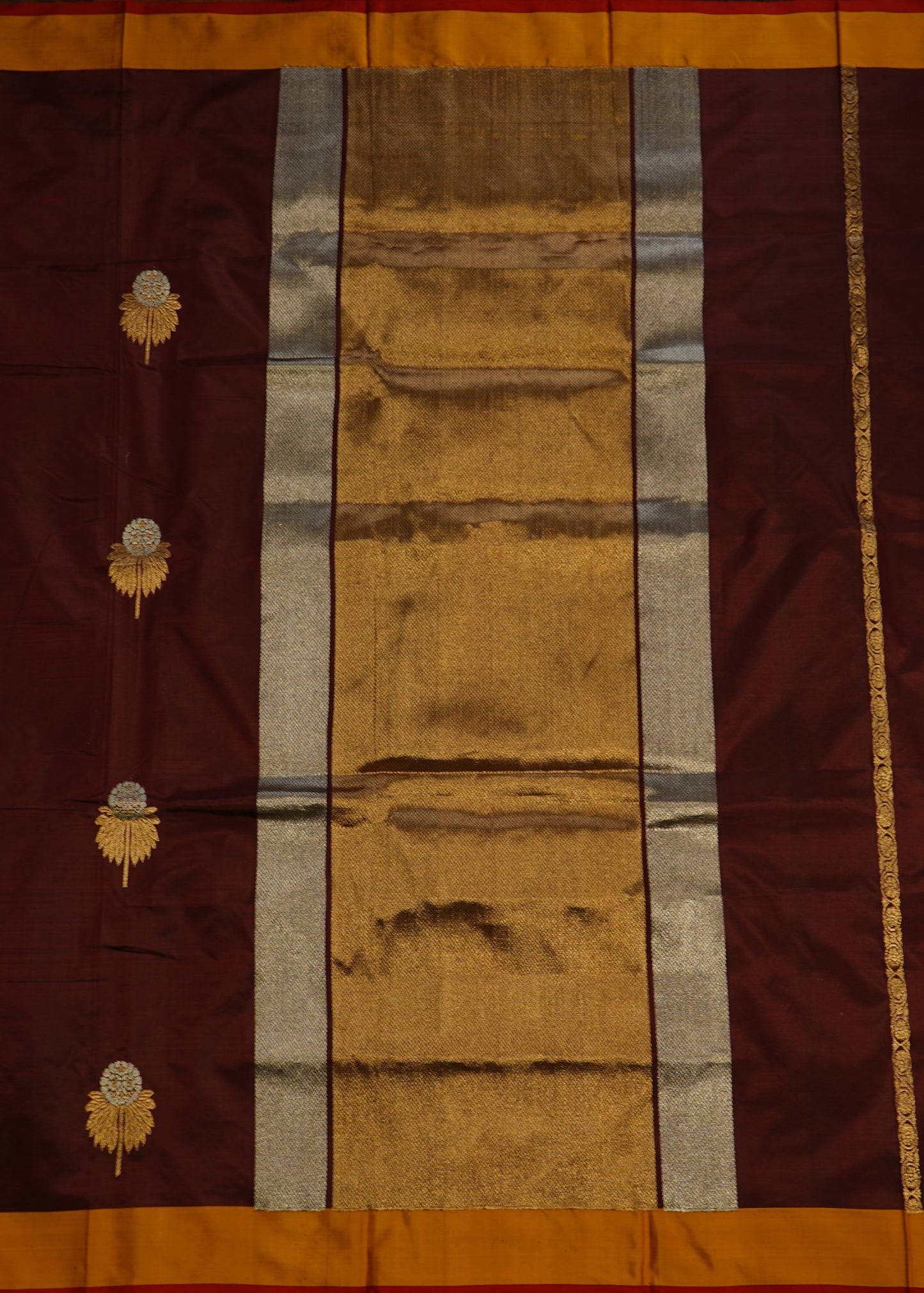 Maroon Banaras Raw Mango Katan Pure Silk Handloom Saree