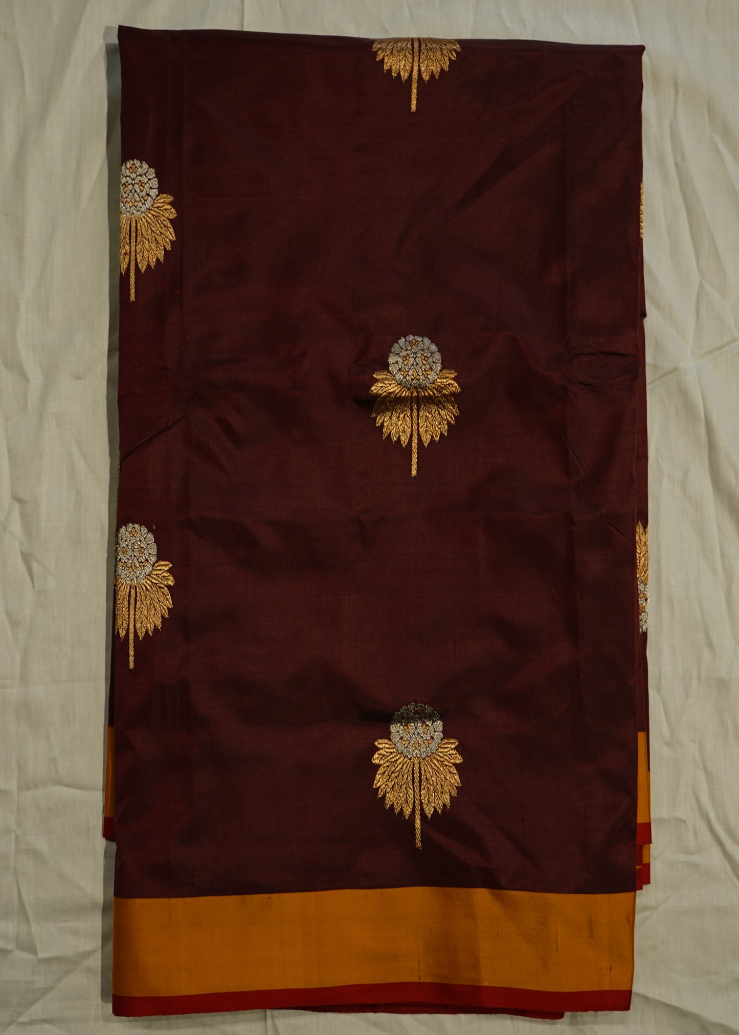 Maroon Banaras Raw Mango Katan Pure Silk Handloom Saree