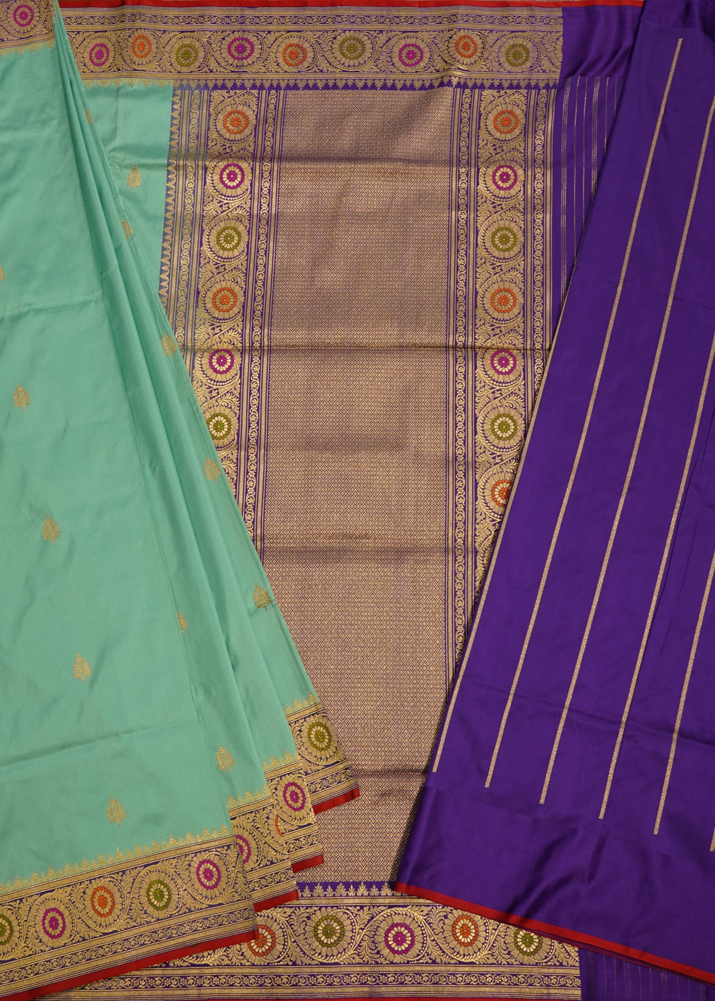 Sea Blue Banaras Iktara Katan all over Pure Silk Handloom Saree