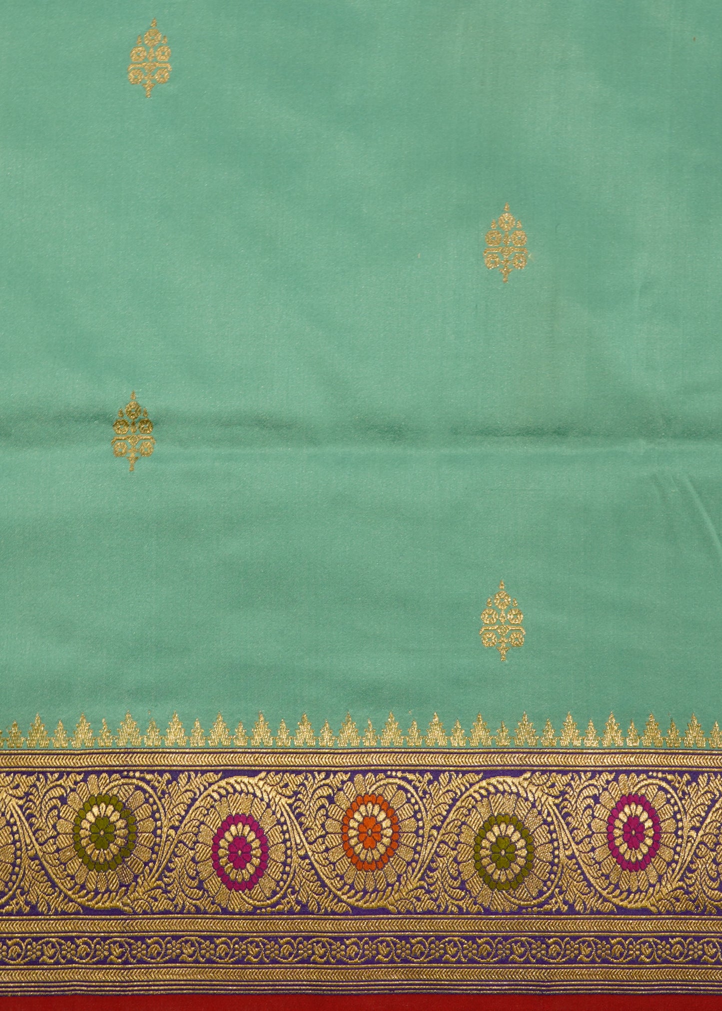 Sea Blue Banaras Iktara Katan all over Pure Silk Handloom Saree