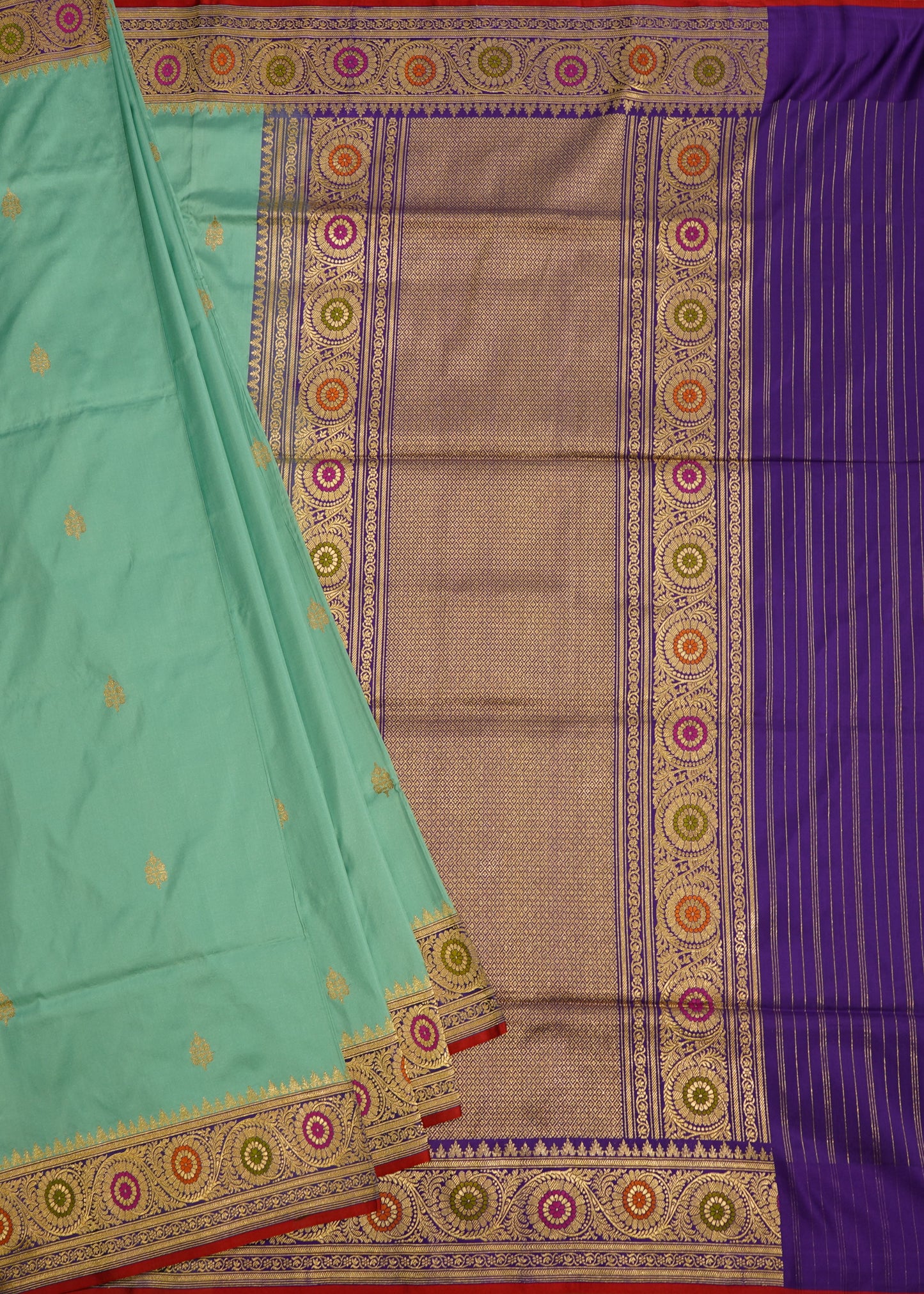 Sea Blue Banaras Iktara Katan all over Pure Silk Handloom Saree