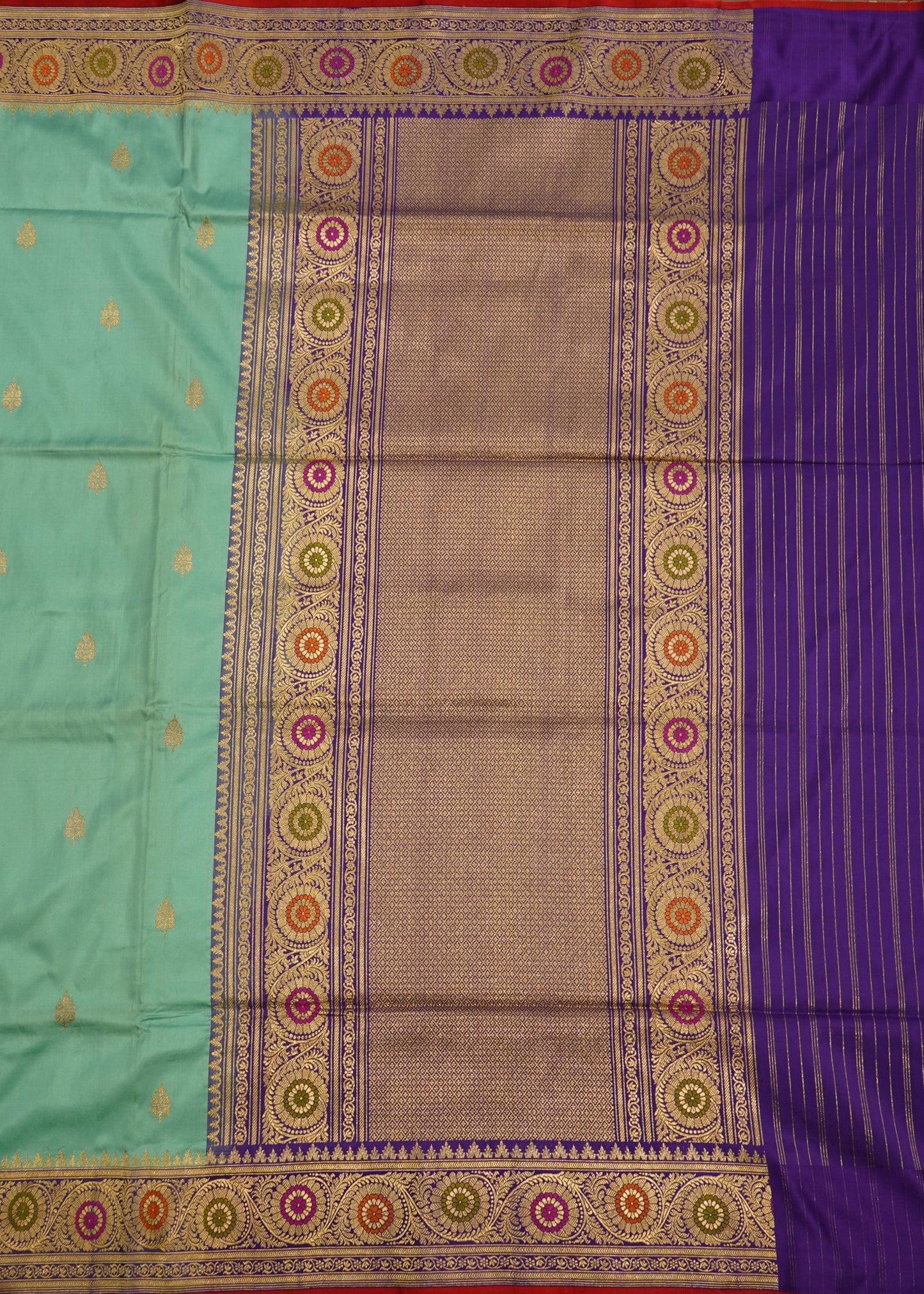 Sea Blue Banaras Iktara Katan all over Pure Silk Handloom Saree