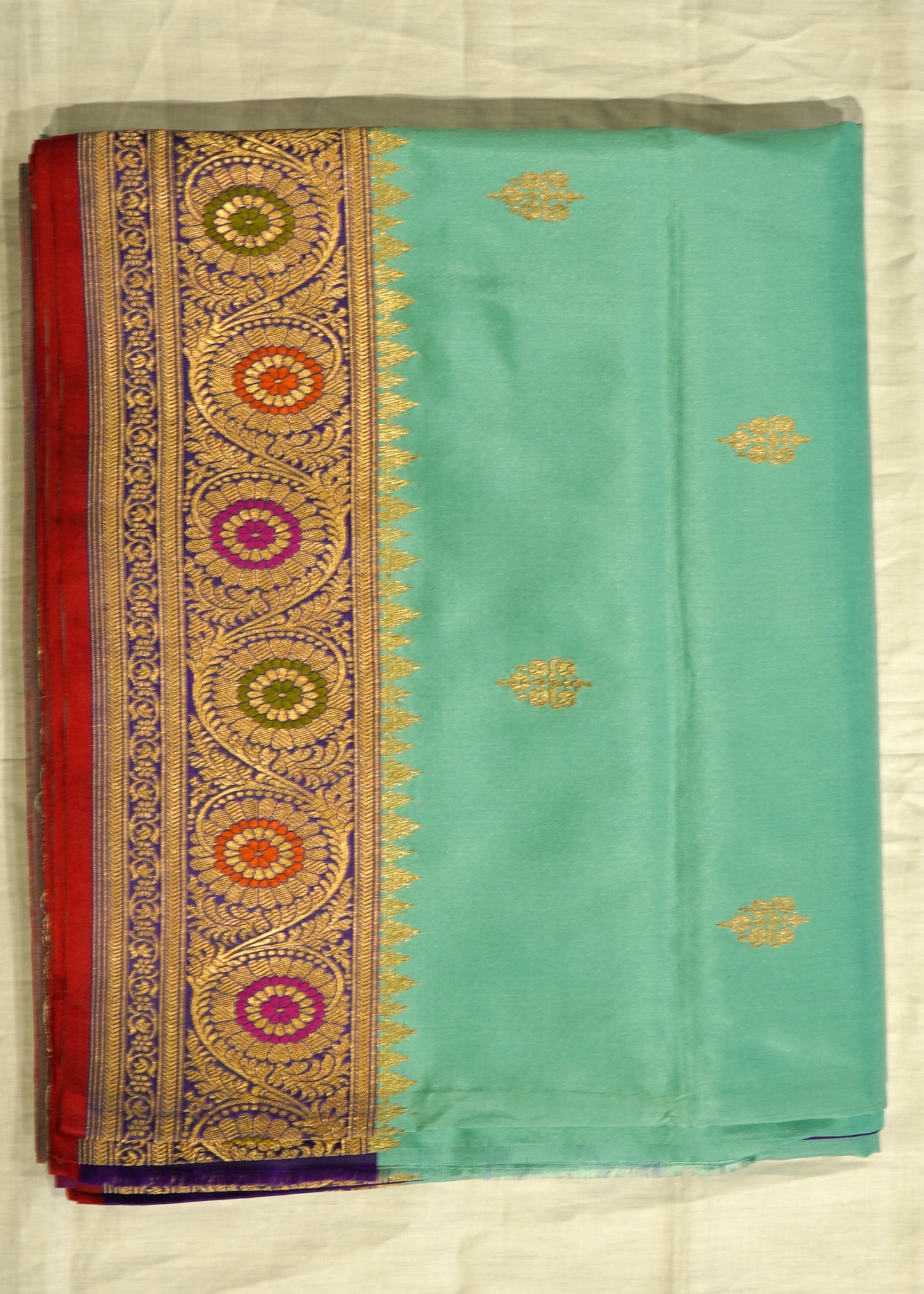 Sea Blue Banaras Iktara Katan all over Pure Silk Handloom Saree