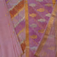 Baby Pink Banaras Rangkaat Jaal Zari Kora Pure Silk Handloom Saree