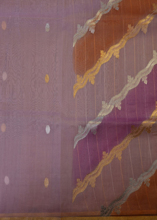 Baby Pink Banaras Rangkaat Jaal Zari Kora Pure Silk Handloom Saree