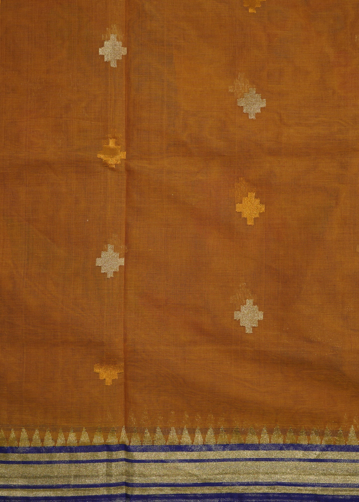 Light Brown Ponduru Pallu Jamdhani Pure Cotton Handloom Saree