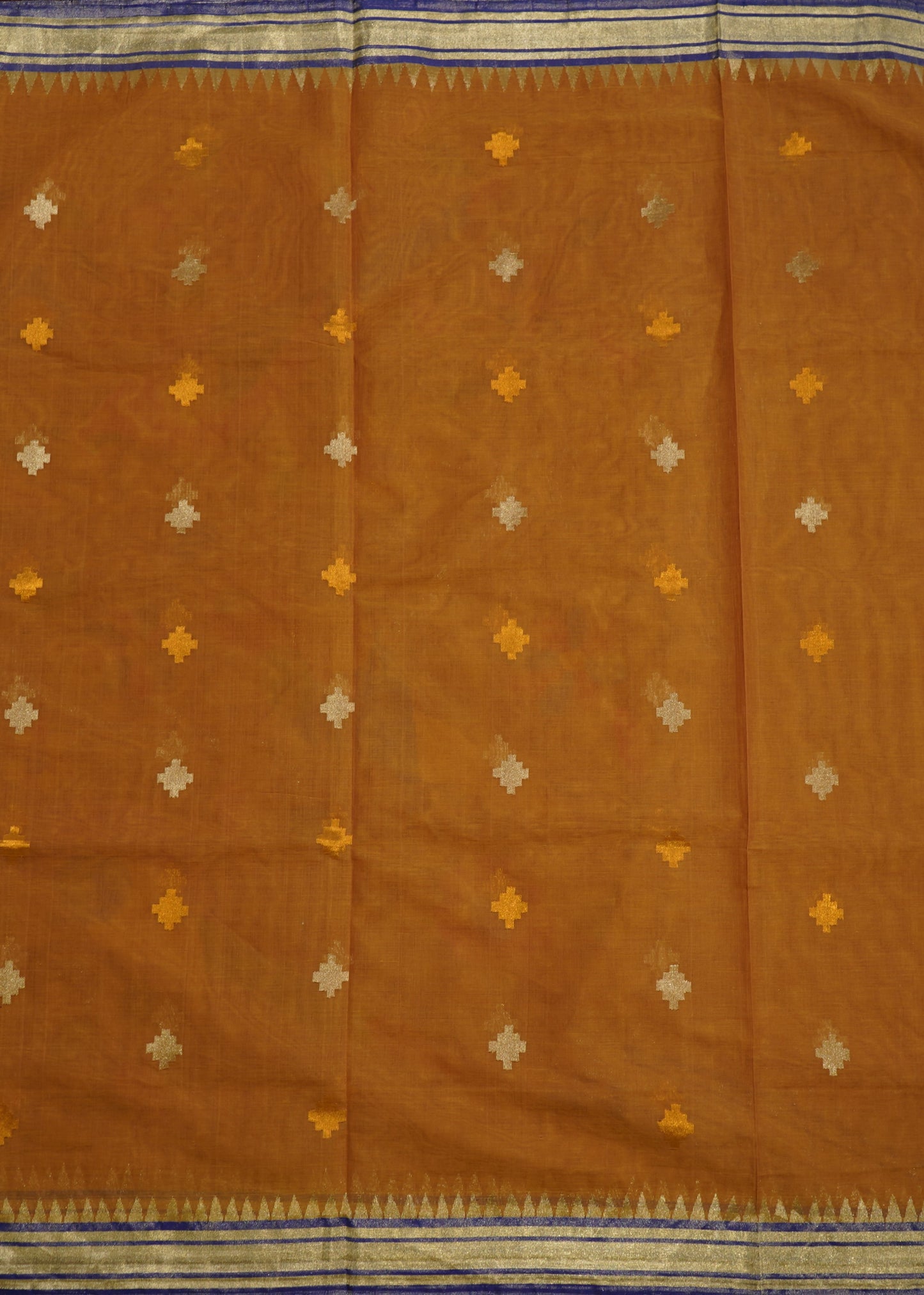 Light Brown Ponduru Pallu Jamdhani Pure Cotton Handloom Saree