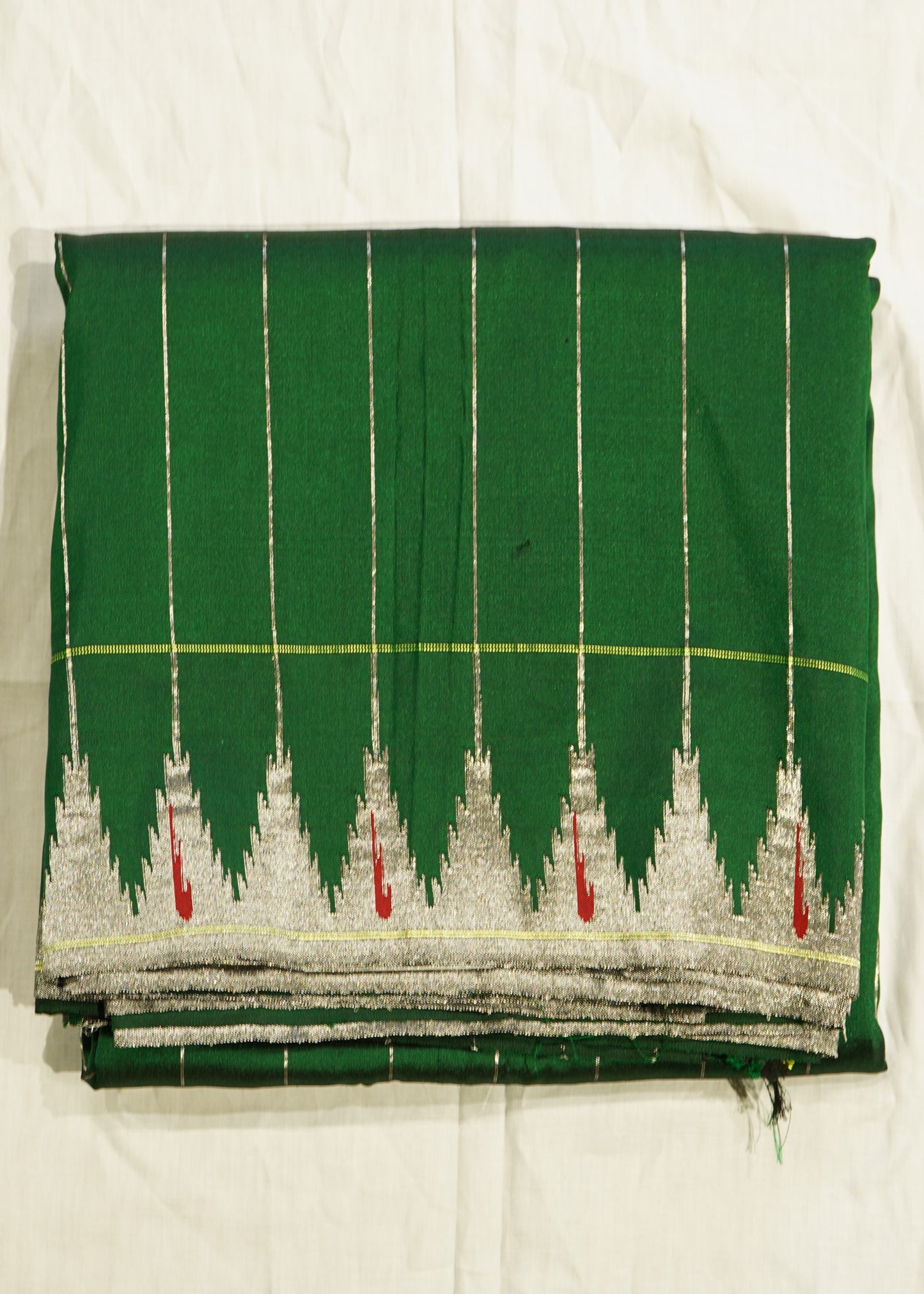 Green Paithani Silver Zari Buti Pure Silk Handloom Saree