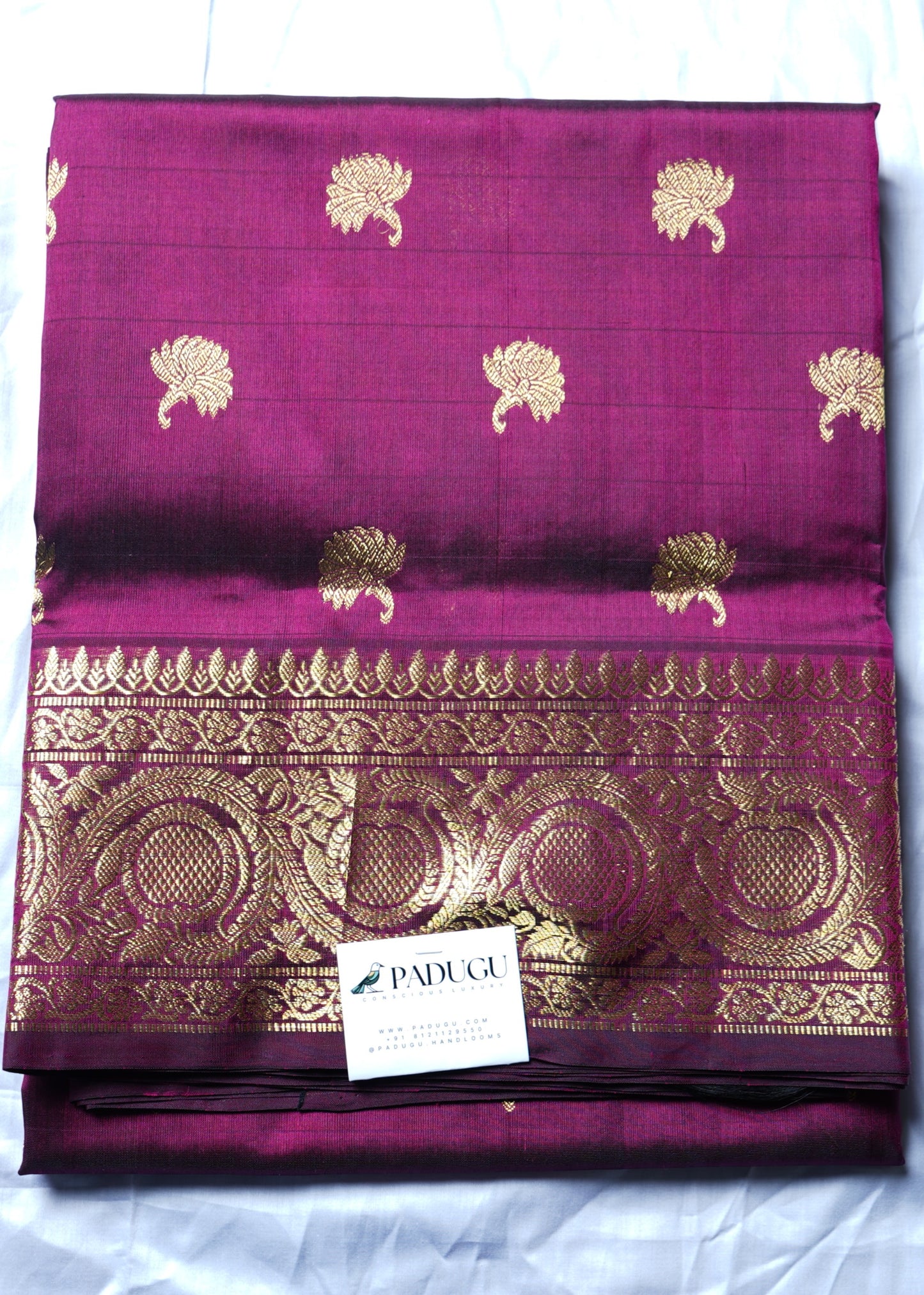 Dark Wine Venkatagiri All Over Zari Pure Silk Handloom Saree