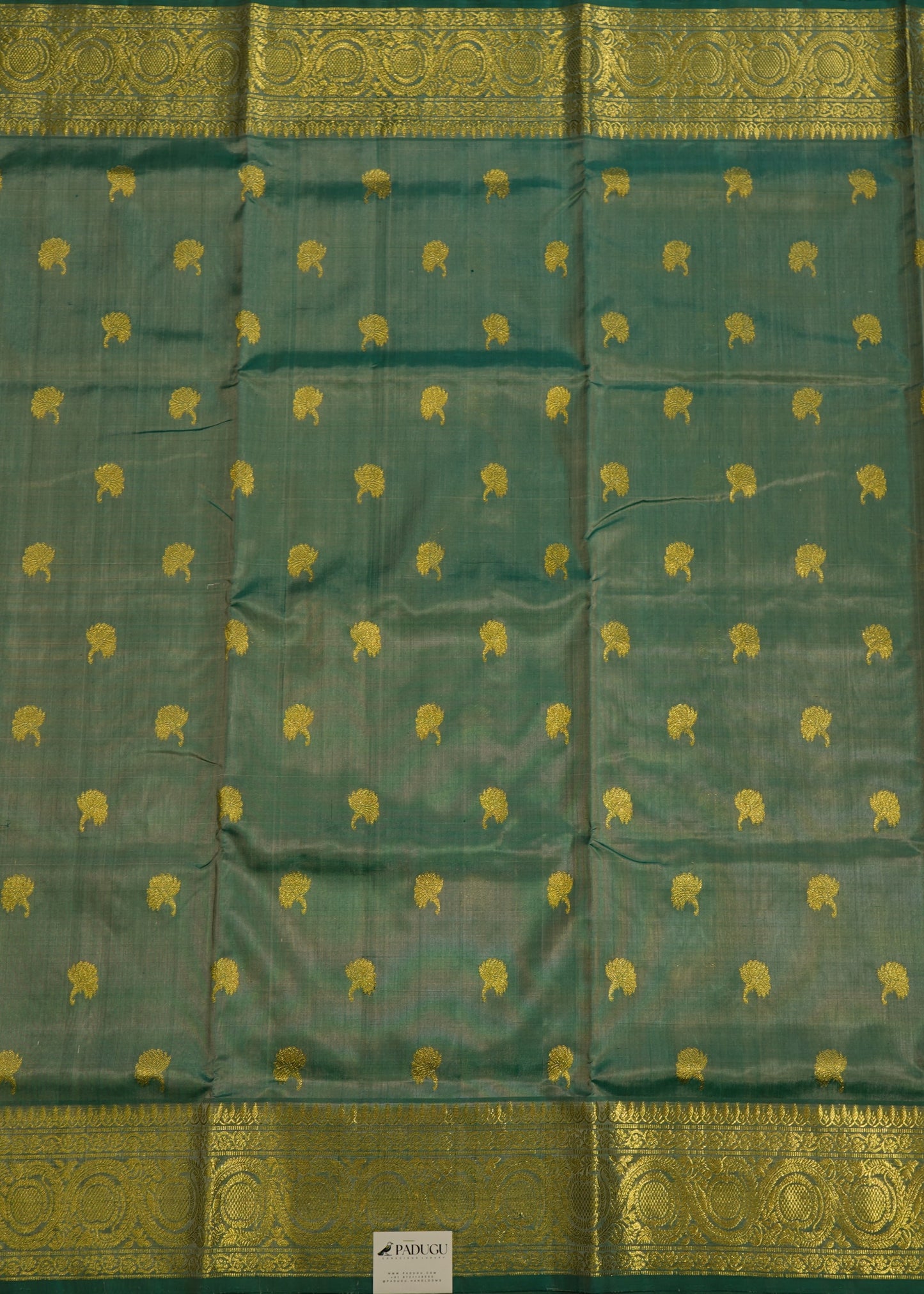 Sea Green Venkatagiri All Over Zari Pure Silk Handloom Saree